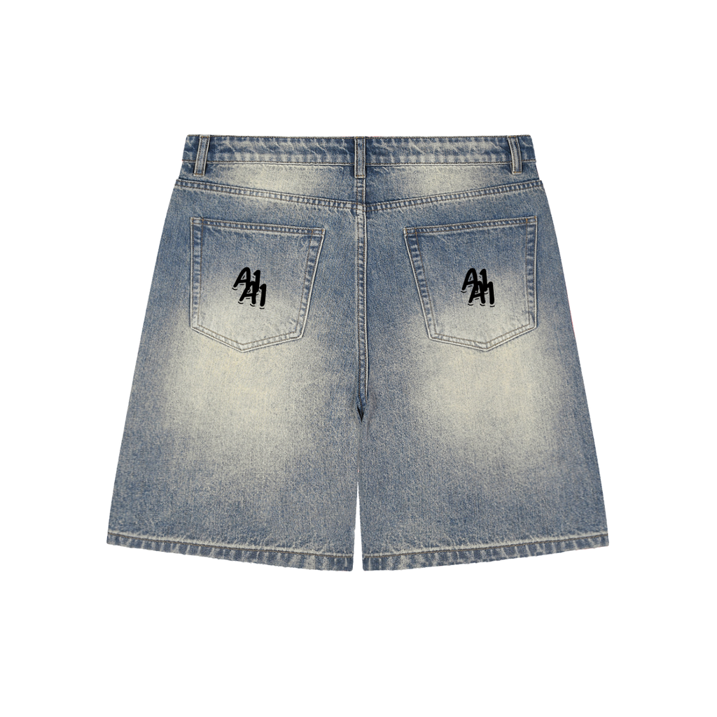 A1 Lifestyle Co. Faded Distressed Baggy Denim Shorts