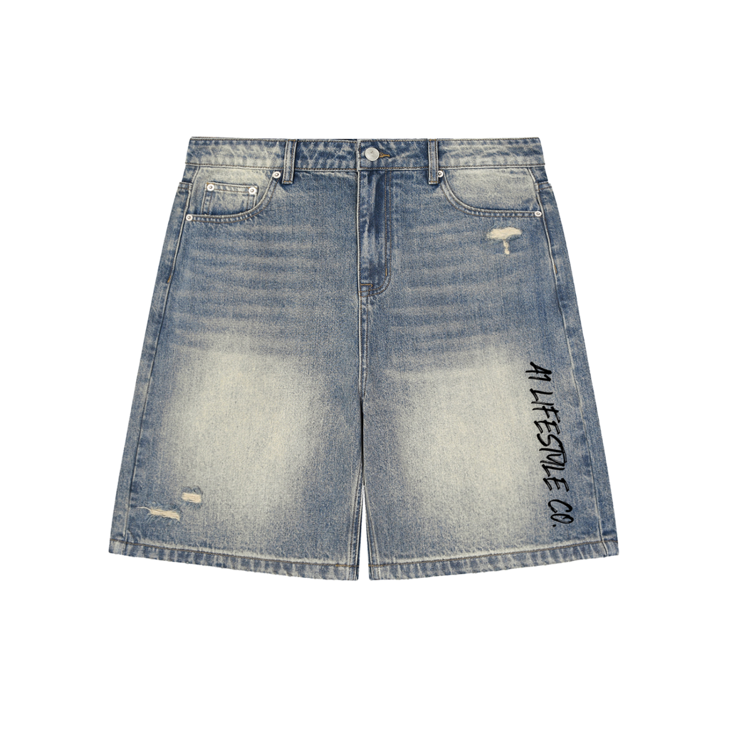 A1 Lifestyle Co. Faded Distressed Baggy Denim Shorts