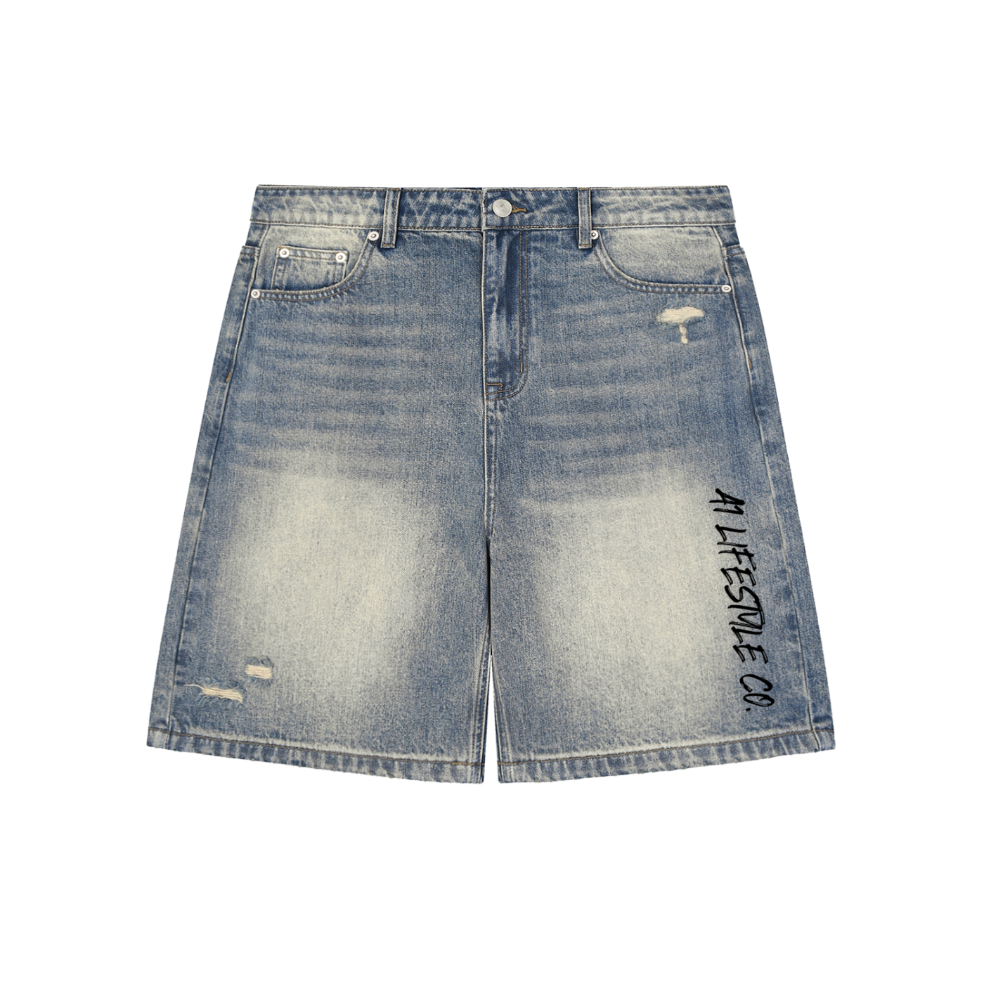 A1 Lifestyle Co. Faded Distressed Baggy Denim Shorts