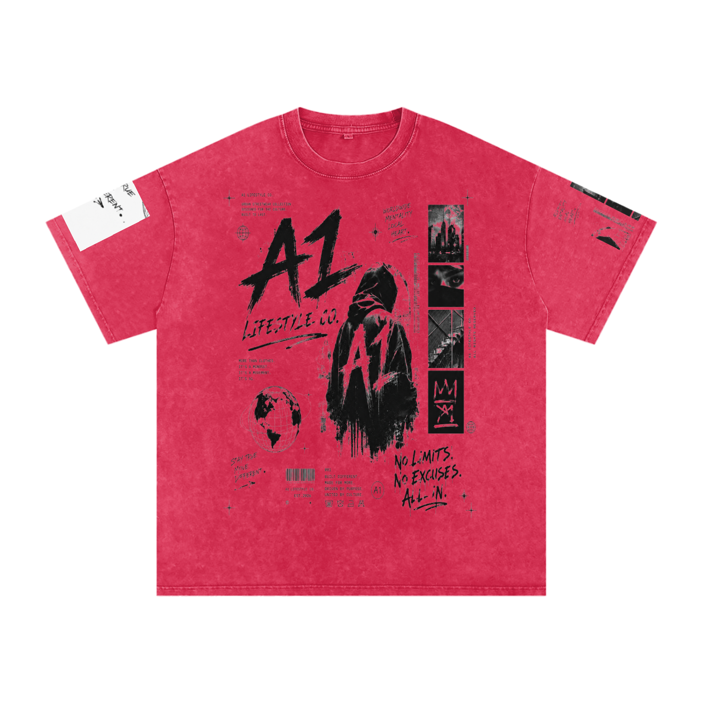 A1 Lifestyle Co. Snow Washed Oversized Cotton T-Shirt