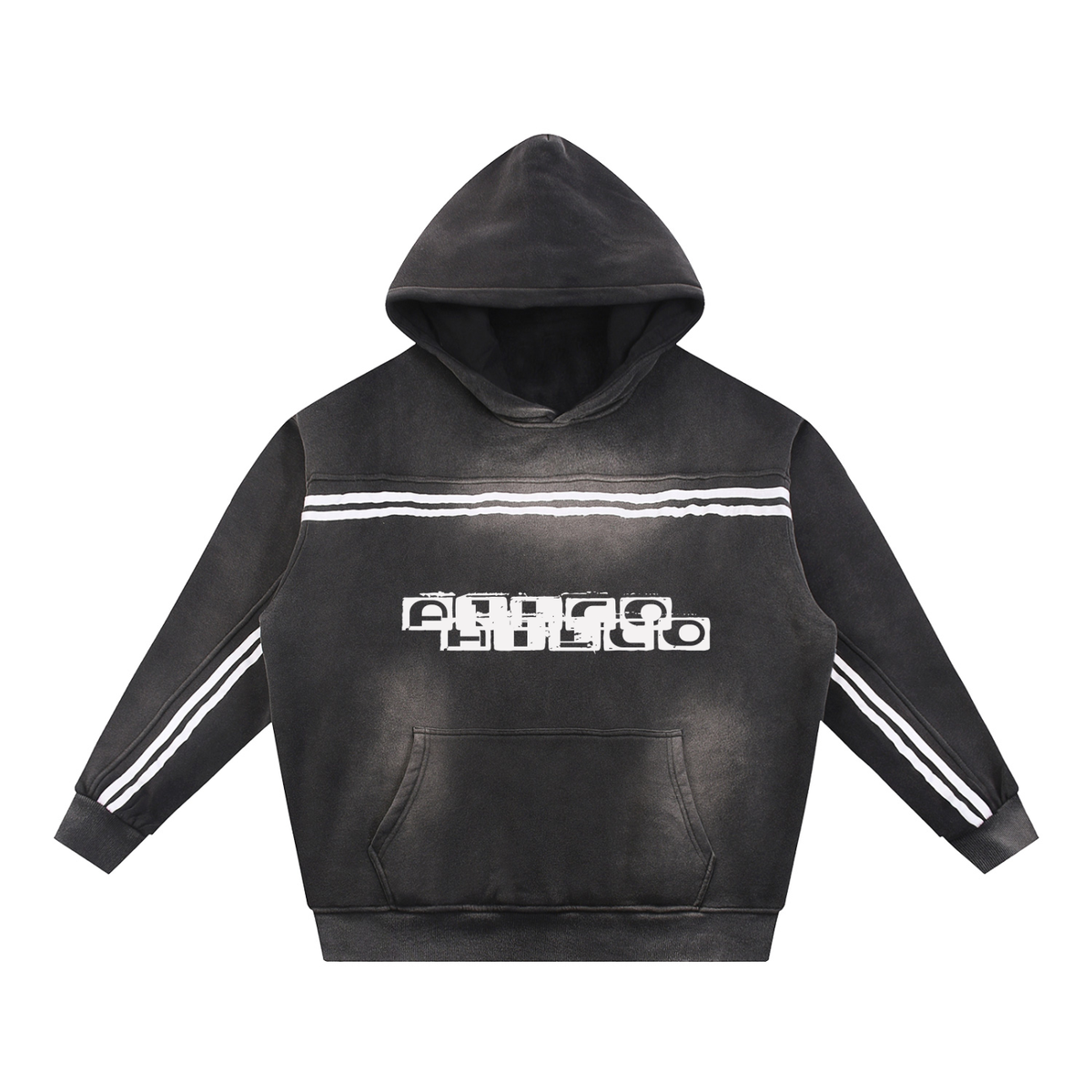 Men's Sun Fade Contrast Tape Fleece Urban Hoodie