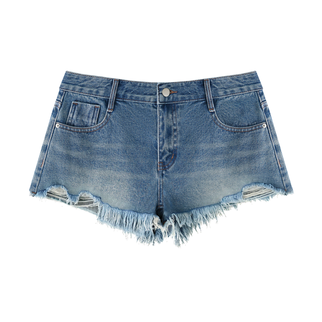 A1 Lifestyle Co. Women's Vintage Wash Raw Hem Denim Shorts