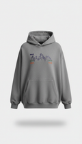Oversized Concrete Gray Hoodie with Urban Embroidery