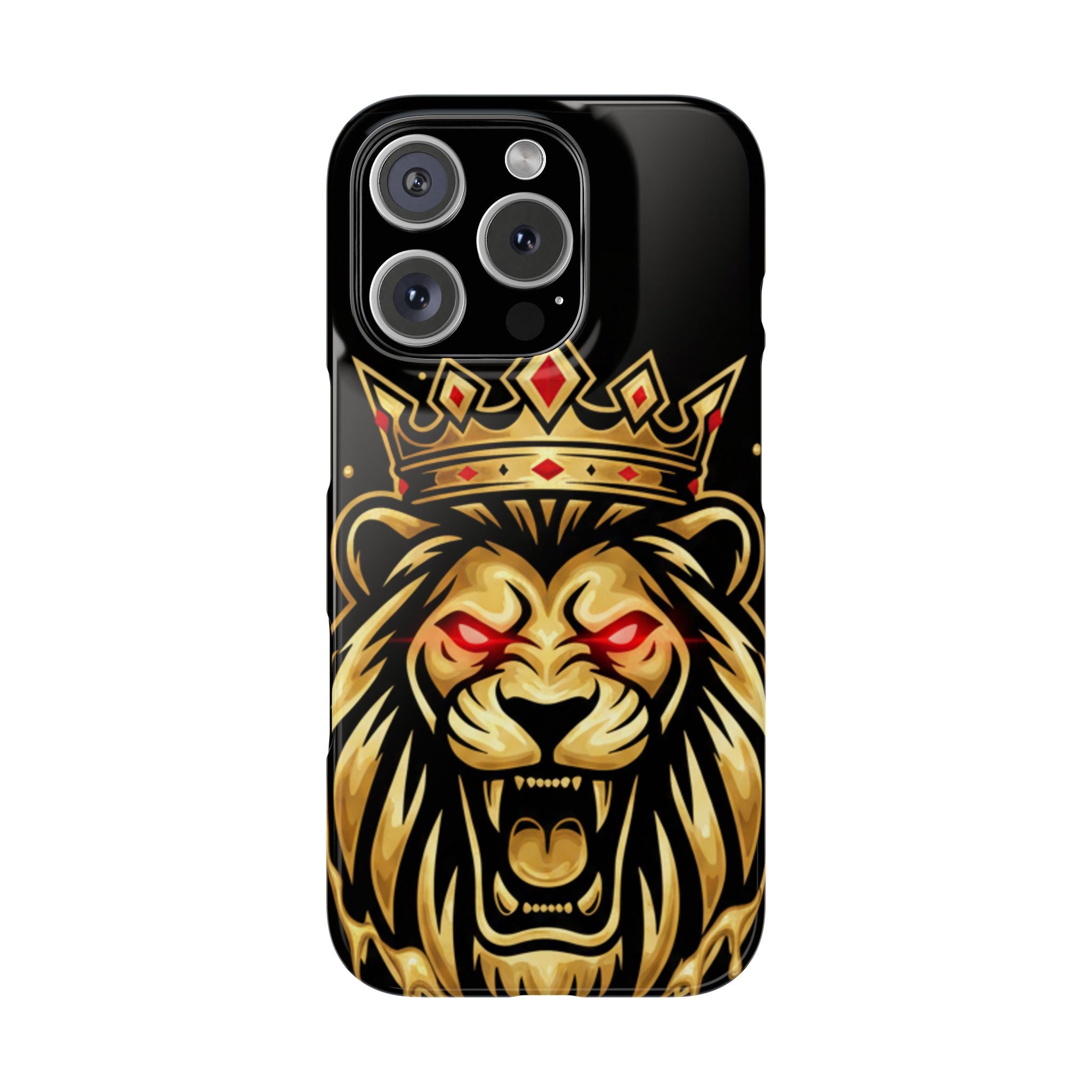 A1 Lifestyle Co.Royal Lion Phone Case – King Crown Red-Eyed Smartphone Snap Case