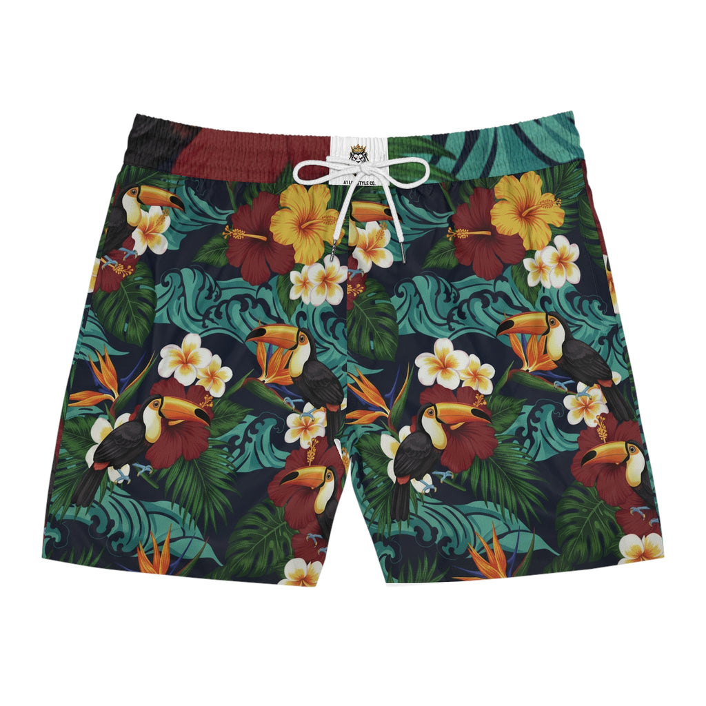 Tropical Toucan Swim Shorts — A1 Lifestyle Co. Men’s Beach Trunks