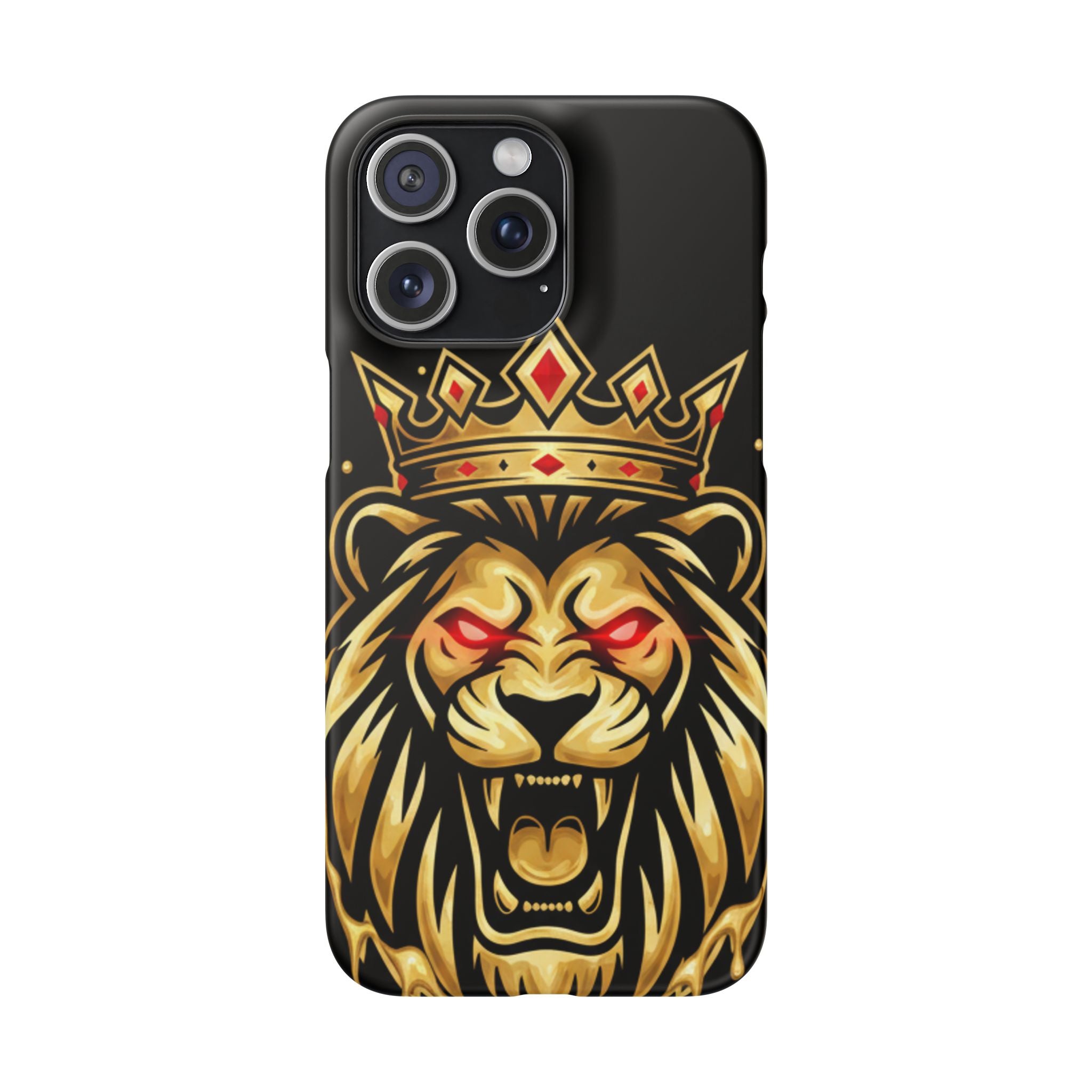 A1 Lifestyle Co.Royal Lion Phone Case – King Crown Red-Eyed Smartphone Snap Case