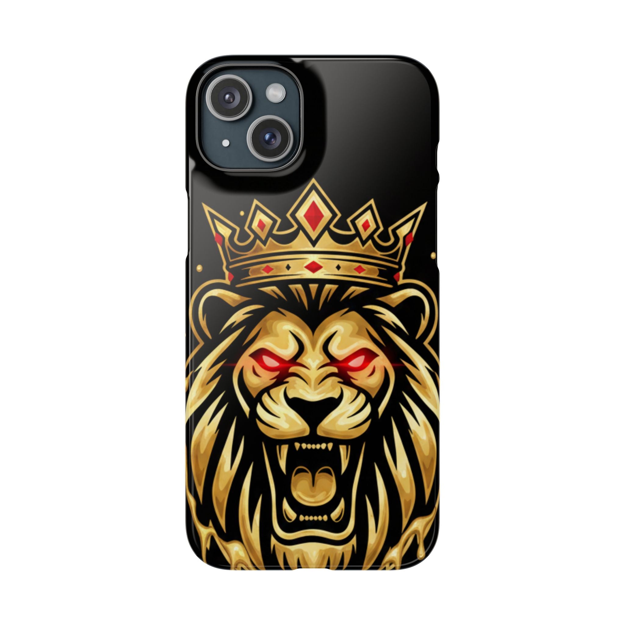 A1 Lifestyle Co.Royal Lion Phone Case – King Crown Red-Eyed Smartphone Snap Case