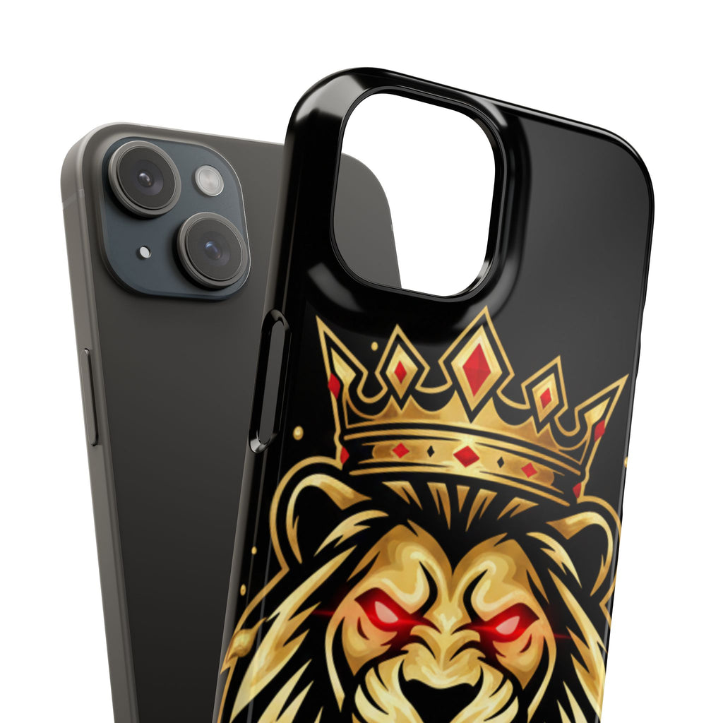A1 Lifestyle Co.Royal Lion Phone Case – King Crown Red-Eyed Smartphone Snap Case
