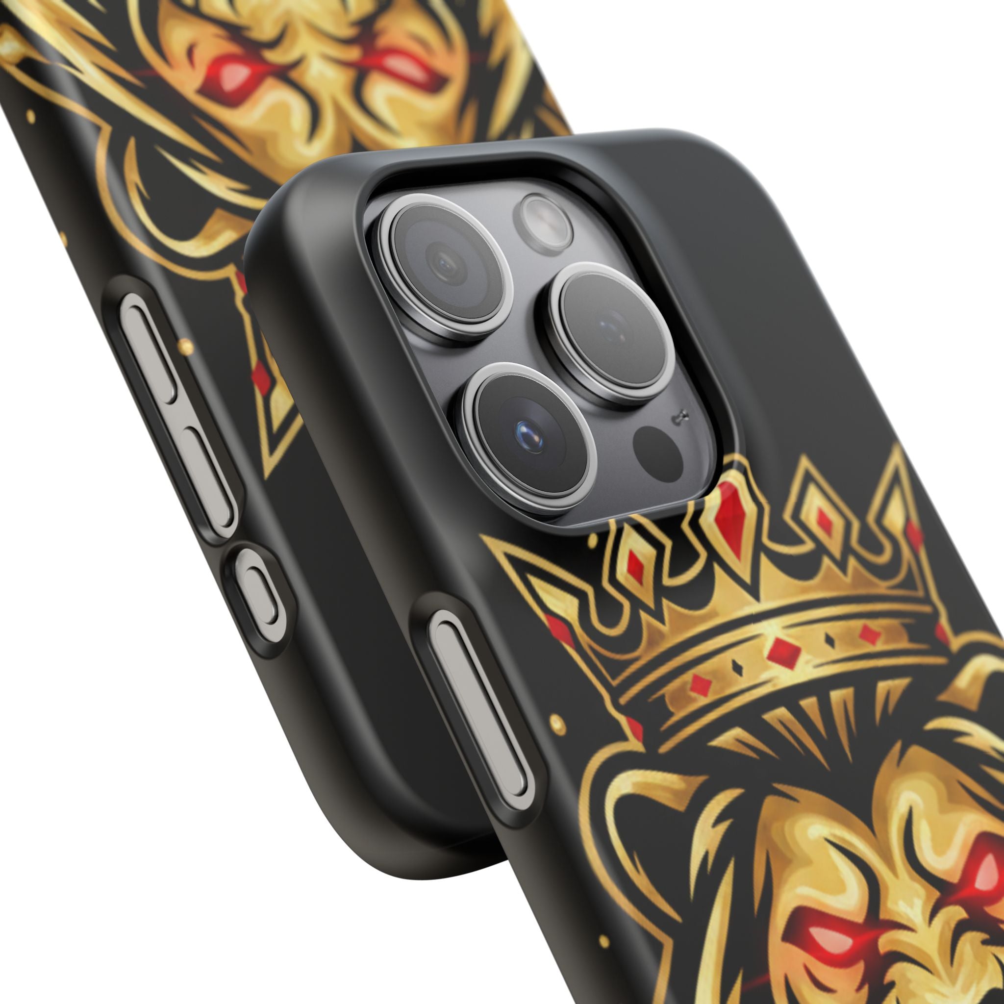 A1 Lifestyle Co.Royal Lion Phone Case – King Crown Red-Eyed Smartphone Snap Case