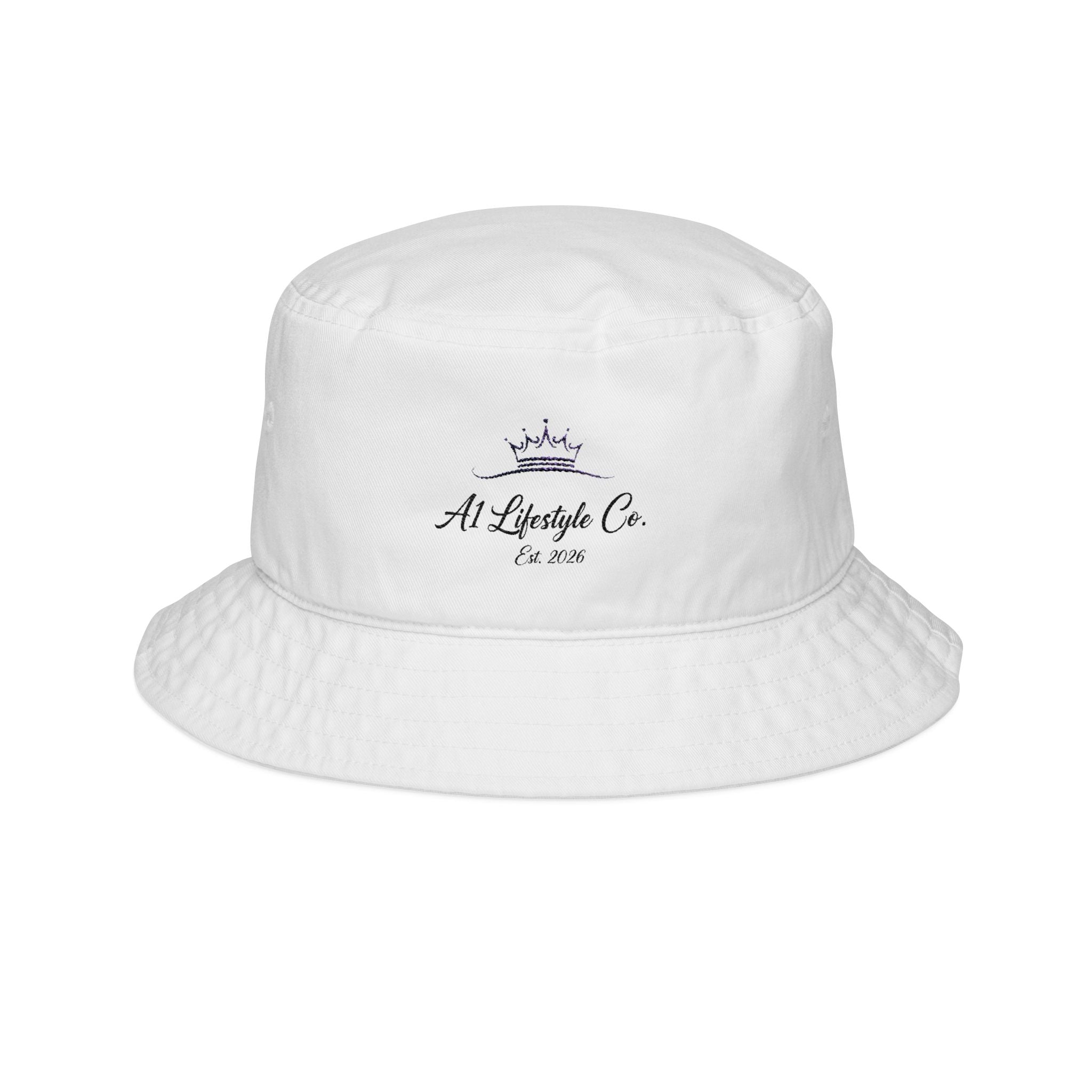 A1 Lifestyle Co. Embroidered Crown Logo Bucket Hat — Classic Streetwear Sun Hat