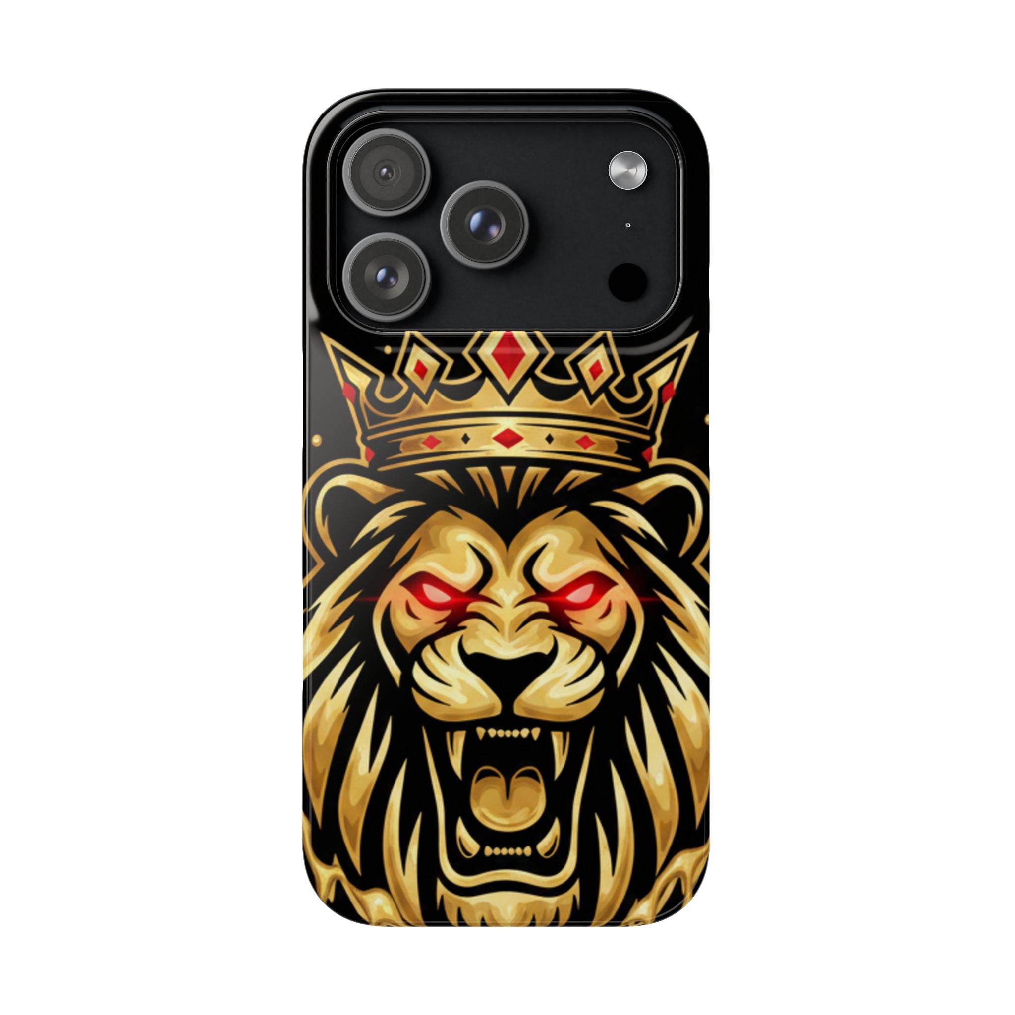 A1 Lifestyle Co.Royal Lion Phone Case – King Crown Red-Eyed Smartphone Snap Case