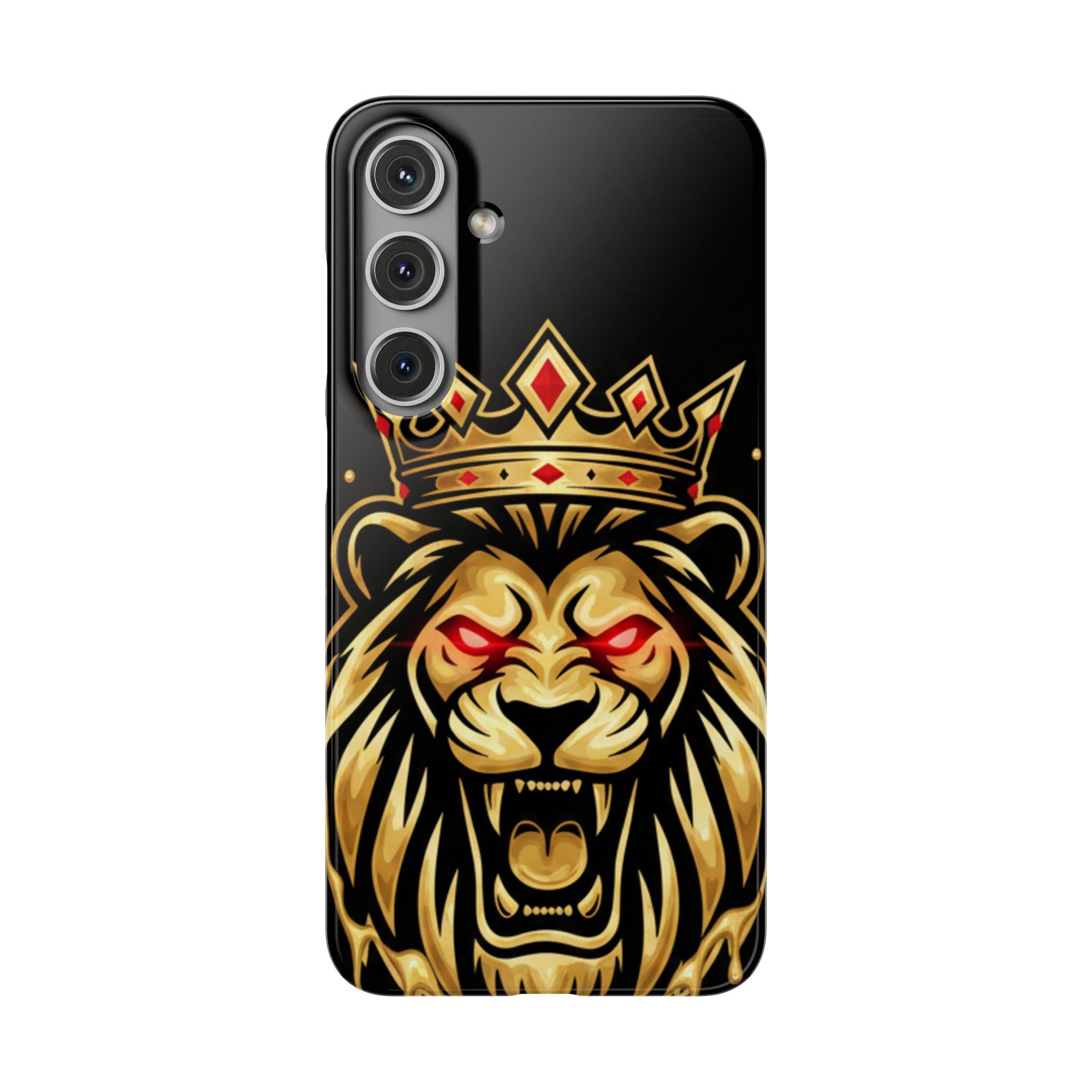 A1 Lifestyle Co.Royal Lion Phone Case – King Crown Red-Eyed Smartphone Snap Case