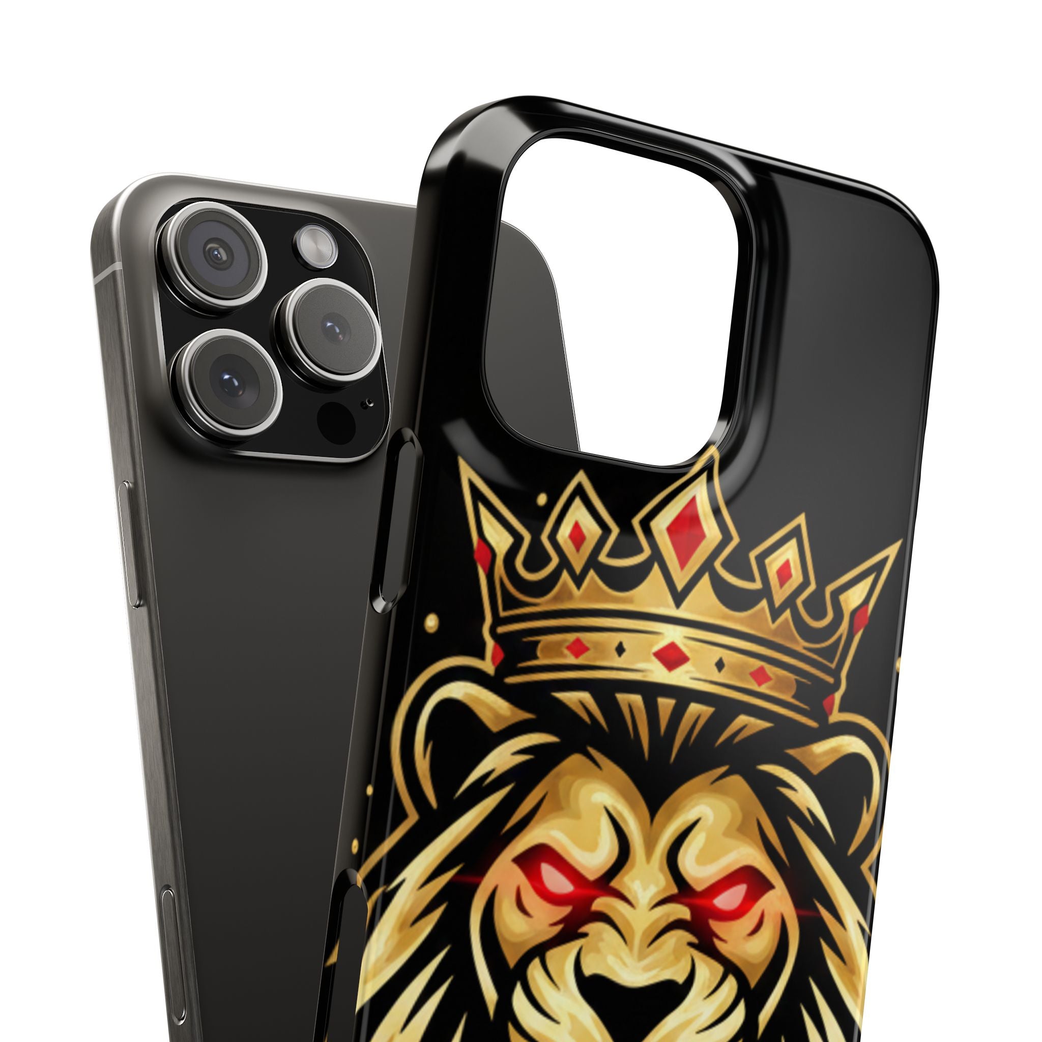A1 Lifestyle Co.Royal Lion Phone Case – King Crown Red-Eyed Smartphone Snap Case