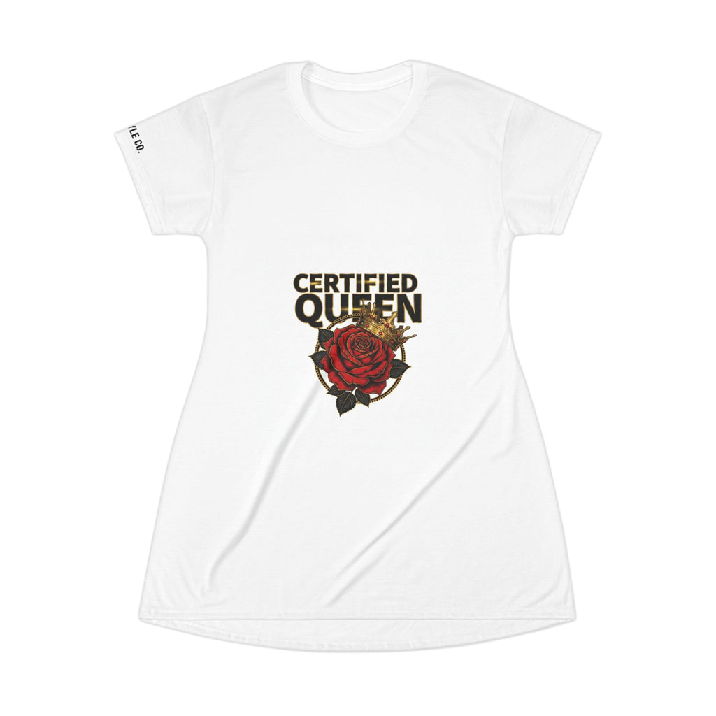 Certified Queen A1 Lifestyle Co. T-Shirt Dress – Rose Graphic Empowerment Tee Dress