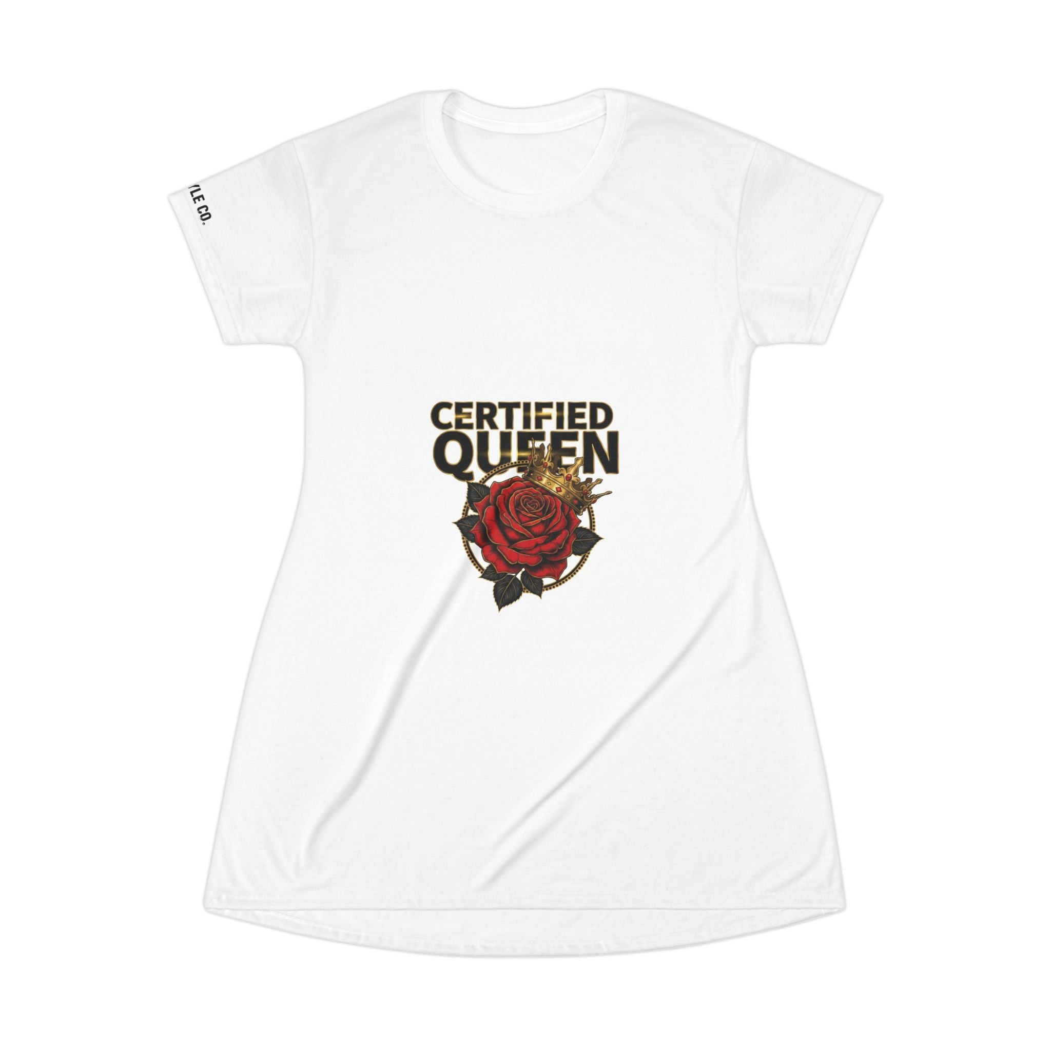 Certified Queen A1 Lifestyle Co. T-Shirt Dress – Rose Graphic Empowerment Tee Dress