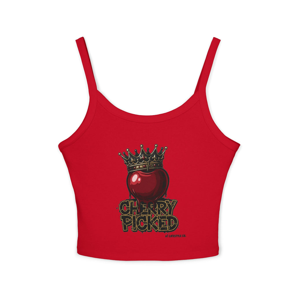 Women's 'Cherry Picked' A1 Lifestyle Co. Spaghetti Strap Tank Top — Crown Graphic Crop