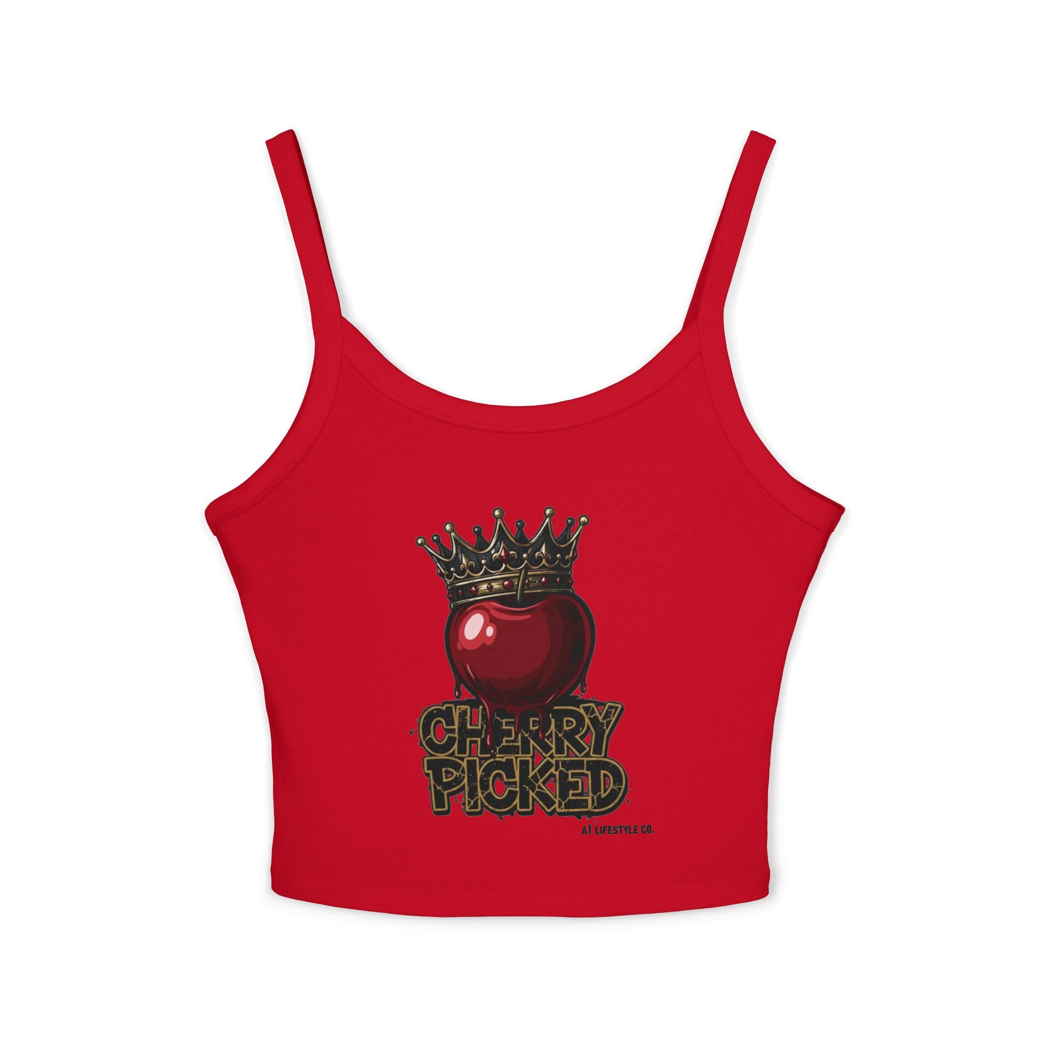 Women's 'Cherry Picked' A1 Lifestyle Co. Spaghetti Strap Tank Top — Crown Graphic Crop