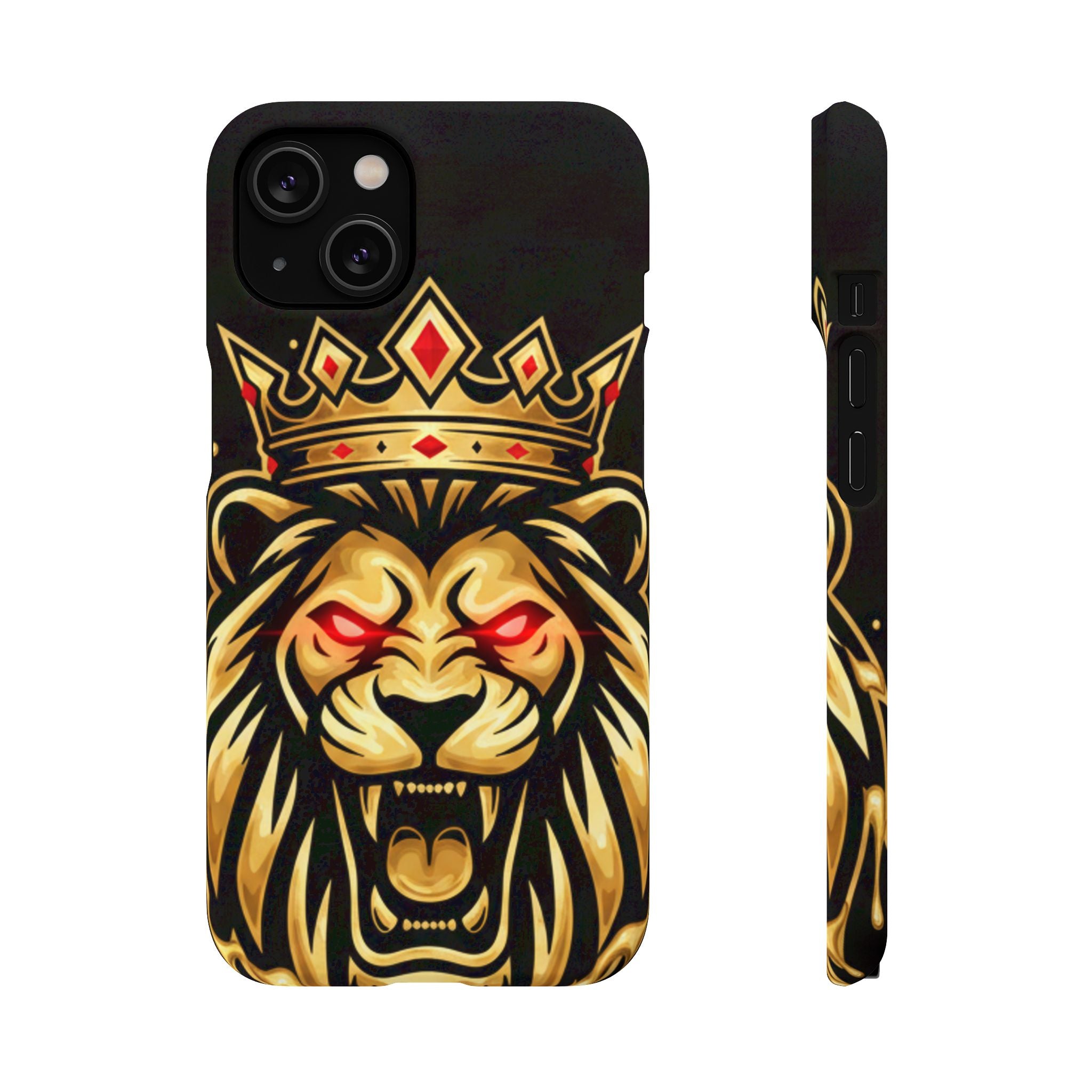 A1 Lifestyle Co.Royal Lion Phone Case – King Crown Red-Eyed Smartphone Snap Case