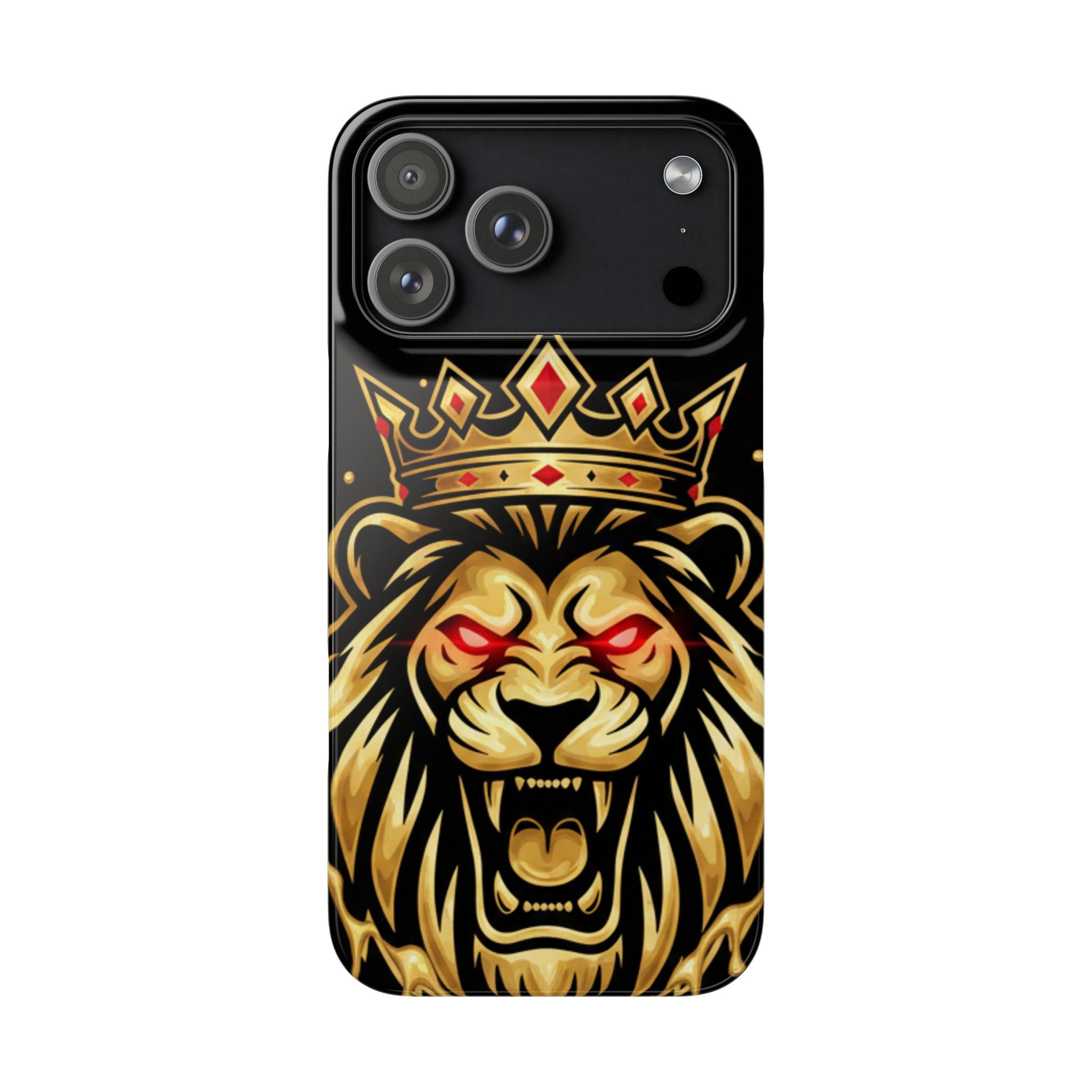 A1 Lifestyle Co.Royal Lion Phone Case – King Crown Red-Eyed Smartphone Snap Case