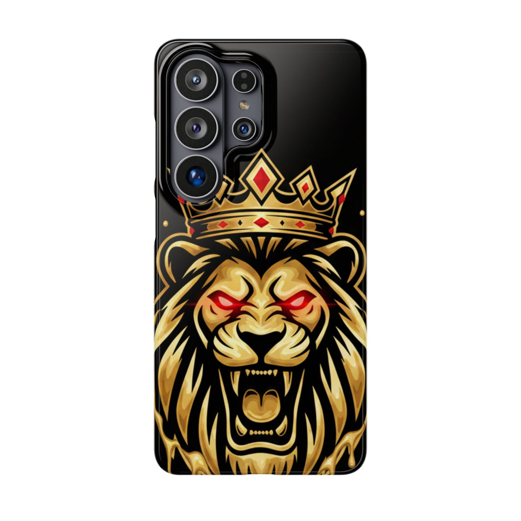 A1 Lifestyle Co.Royal Lion Phone Case – King Crown Red-Eyed Smartphone Snap Case