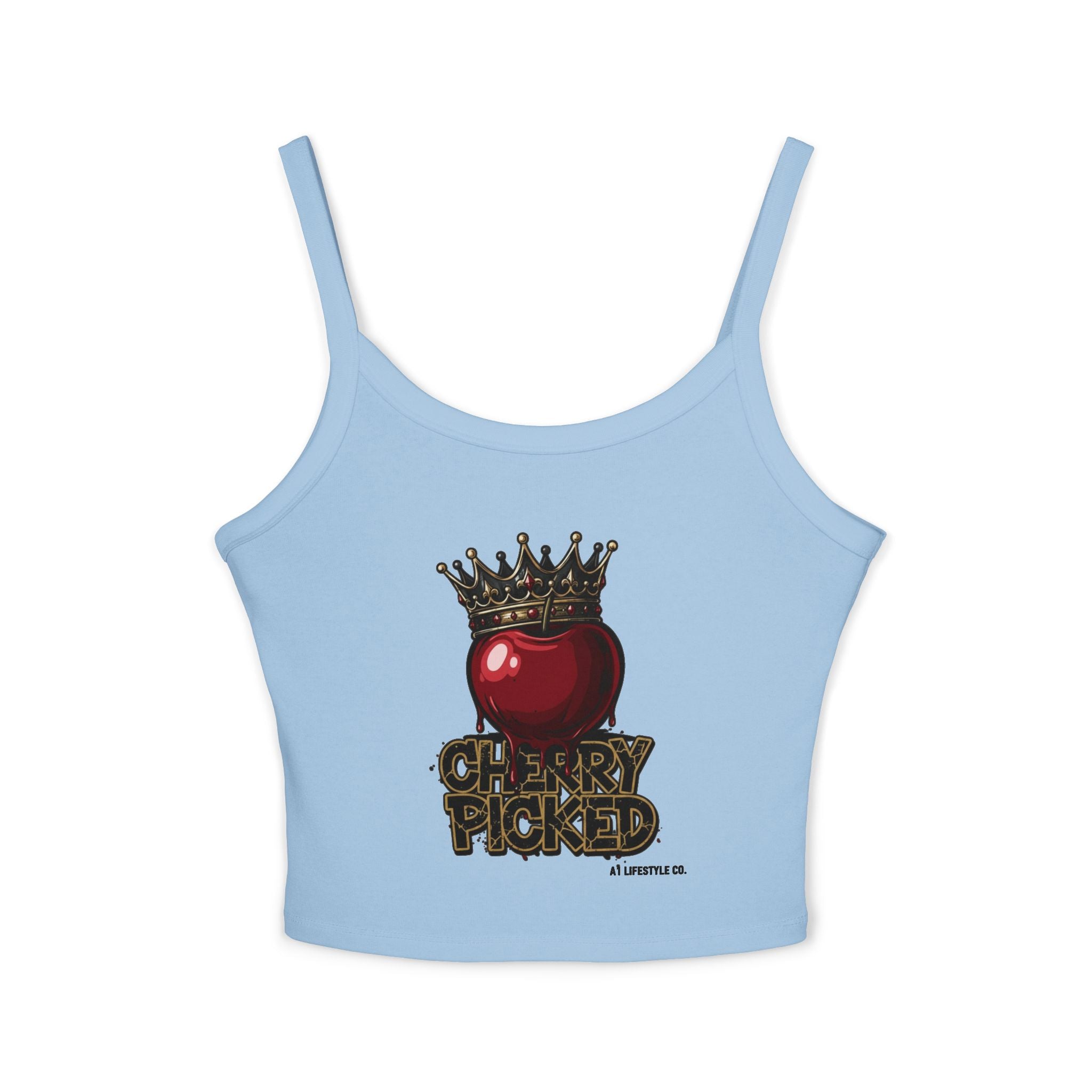 Women's 'Cherry Picked' A1 Lifestyle Co. Spaghetti Strap Tank Top — Crown Graphic Crop