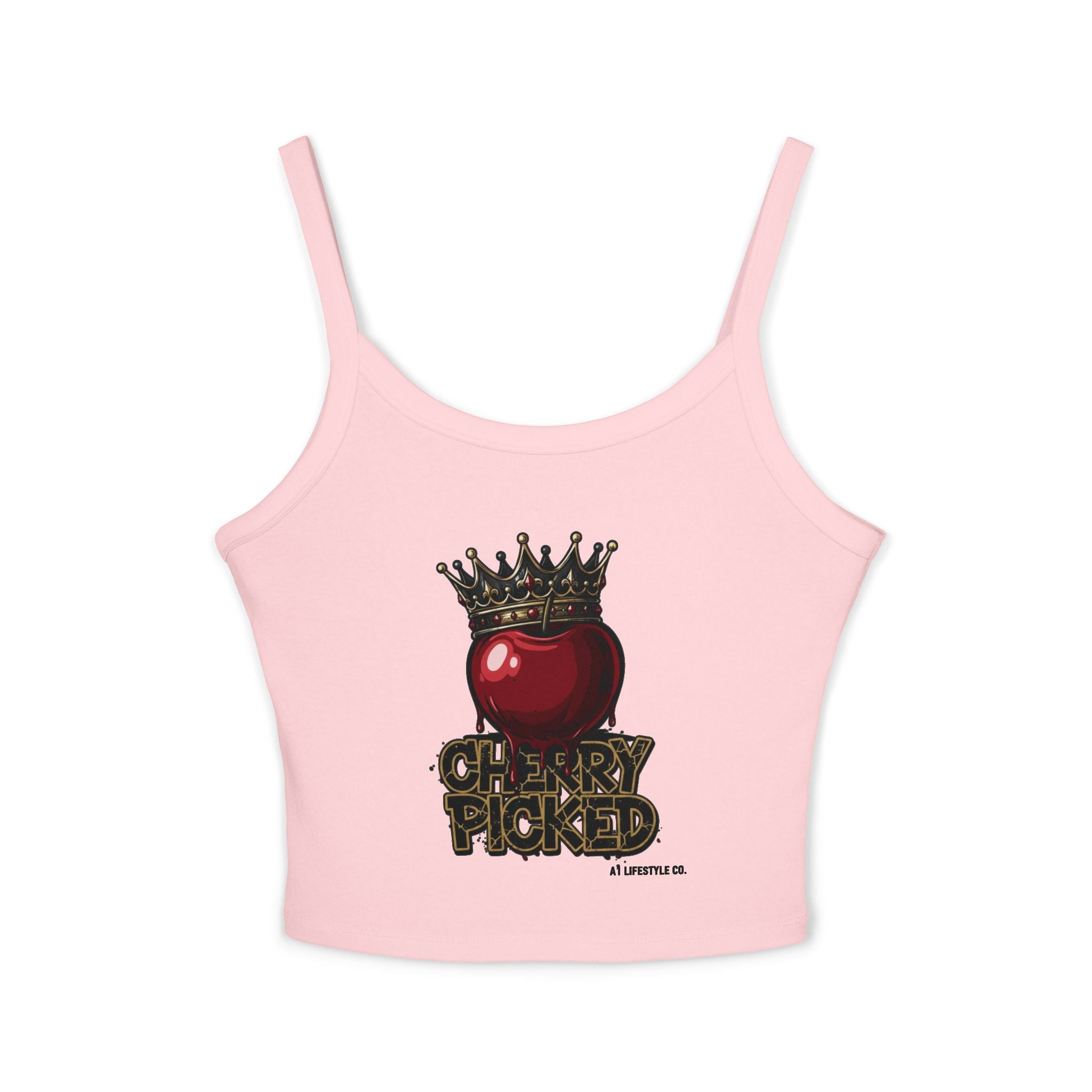 Women's 'Cherry Picked' A1 Lifestyle Co. Spaghetti Strap Tank Top — Crown Graphic Crop