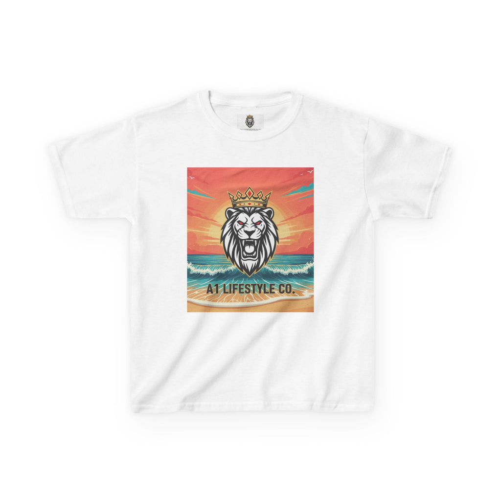 Kids Tee - Lion Crown Beach Sunset "A1 Lifestyle Co." Graphic