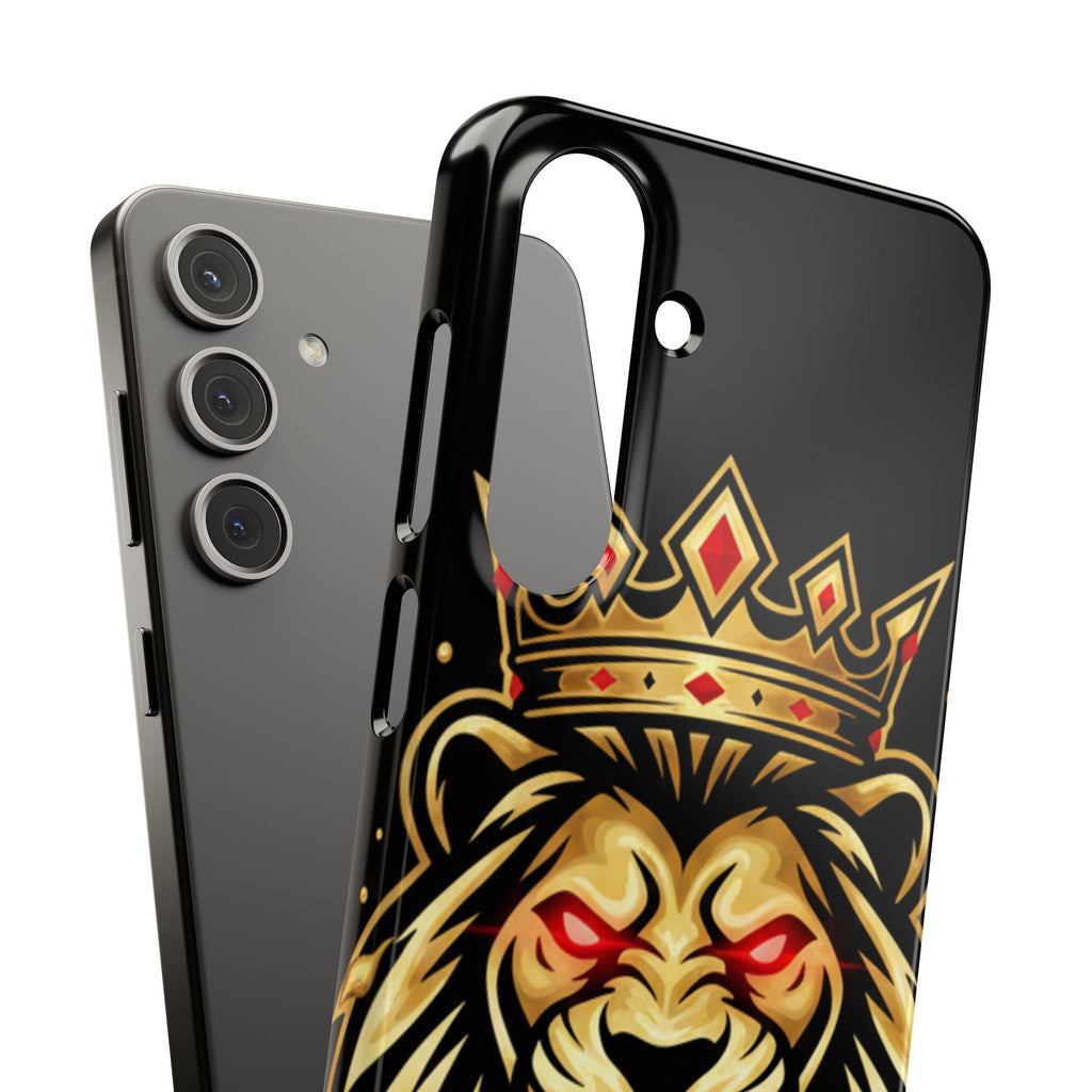 A1 Lifestyle Co.Royal Lion Phone Case – King Crown Red-Eyed Smartphone Snap Case