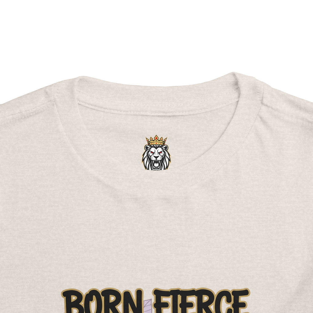 Born Fierce Lion Toddler Tee — Floral Lion Graphic Kids Shirt
