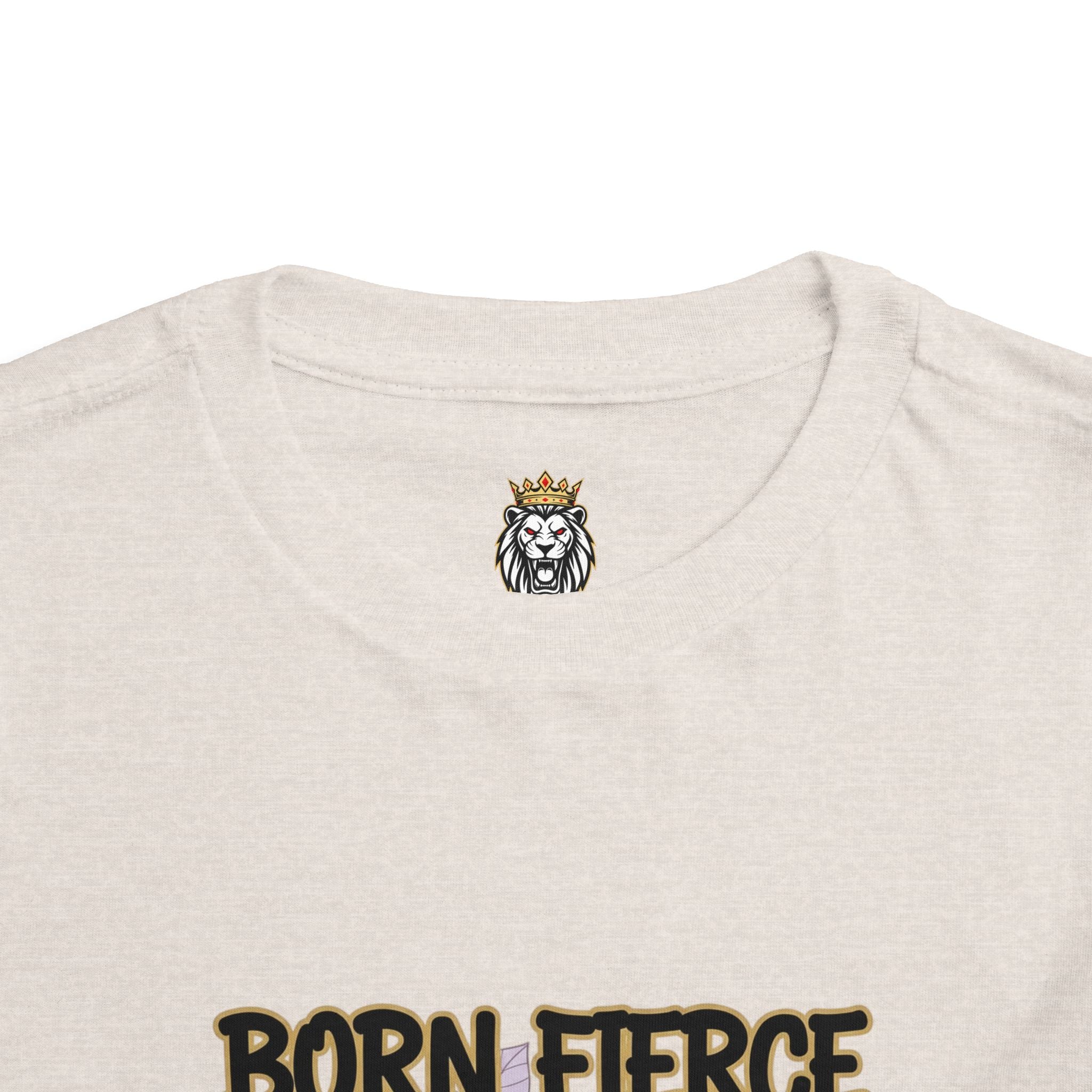 Born Fierce Lion Toddler Tee — Floral Lion Graphic Kids Shirt