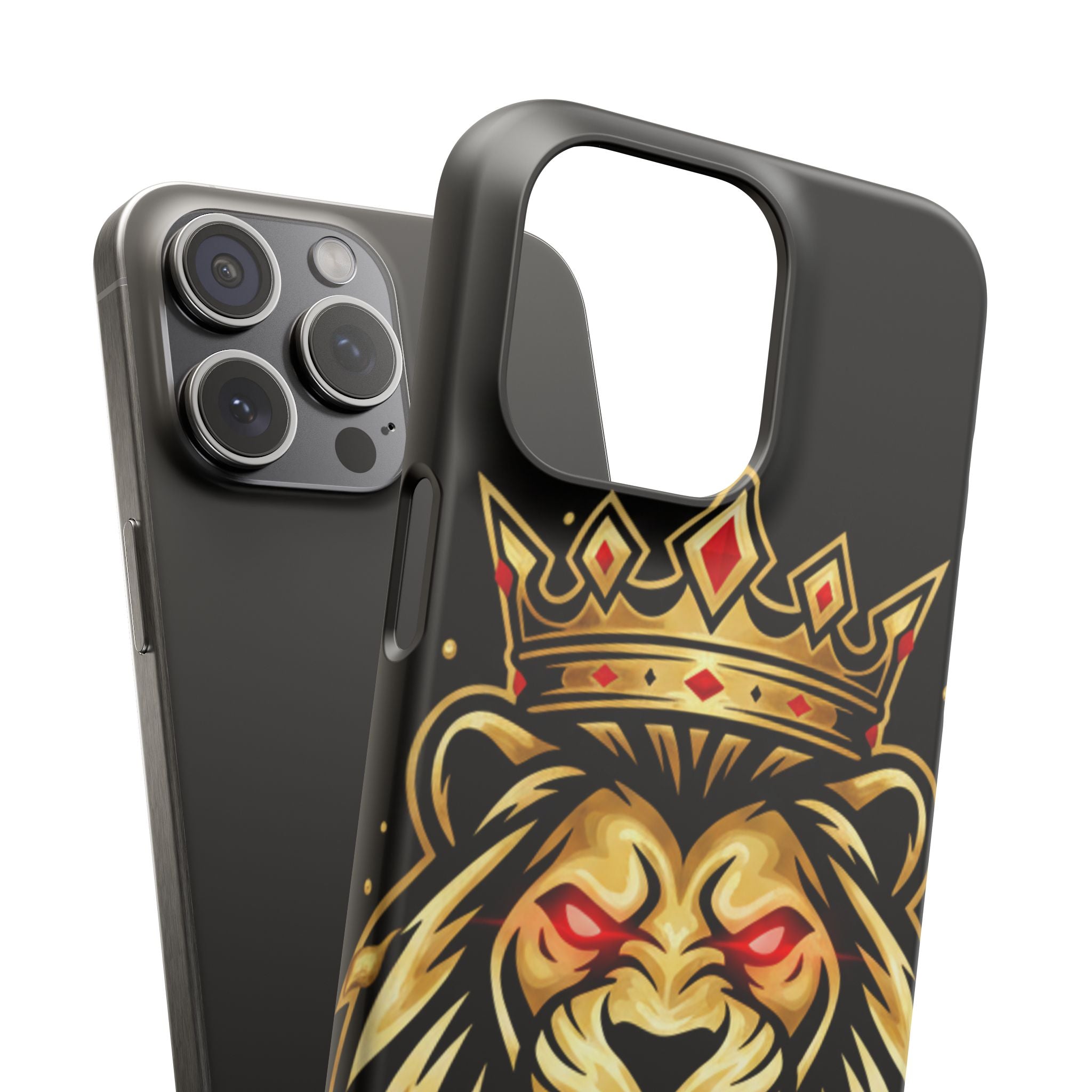 A1 Lifestyle Co.Royal Lion Phone Case – King Crown Red-Eyed Smartphone Snap Case