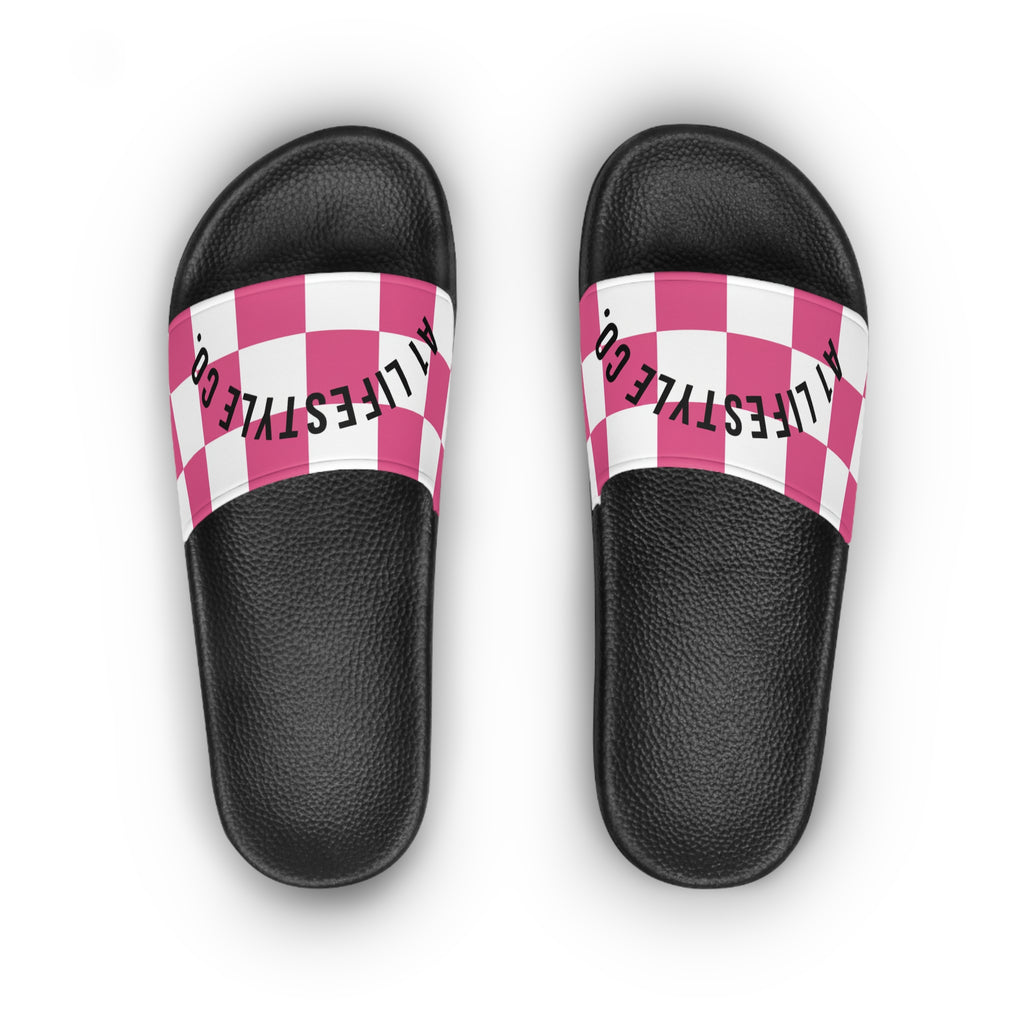 Women's Pink Checkered "A1 LIFESTYLE CO." Slides