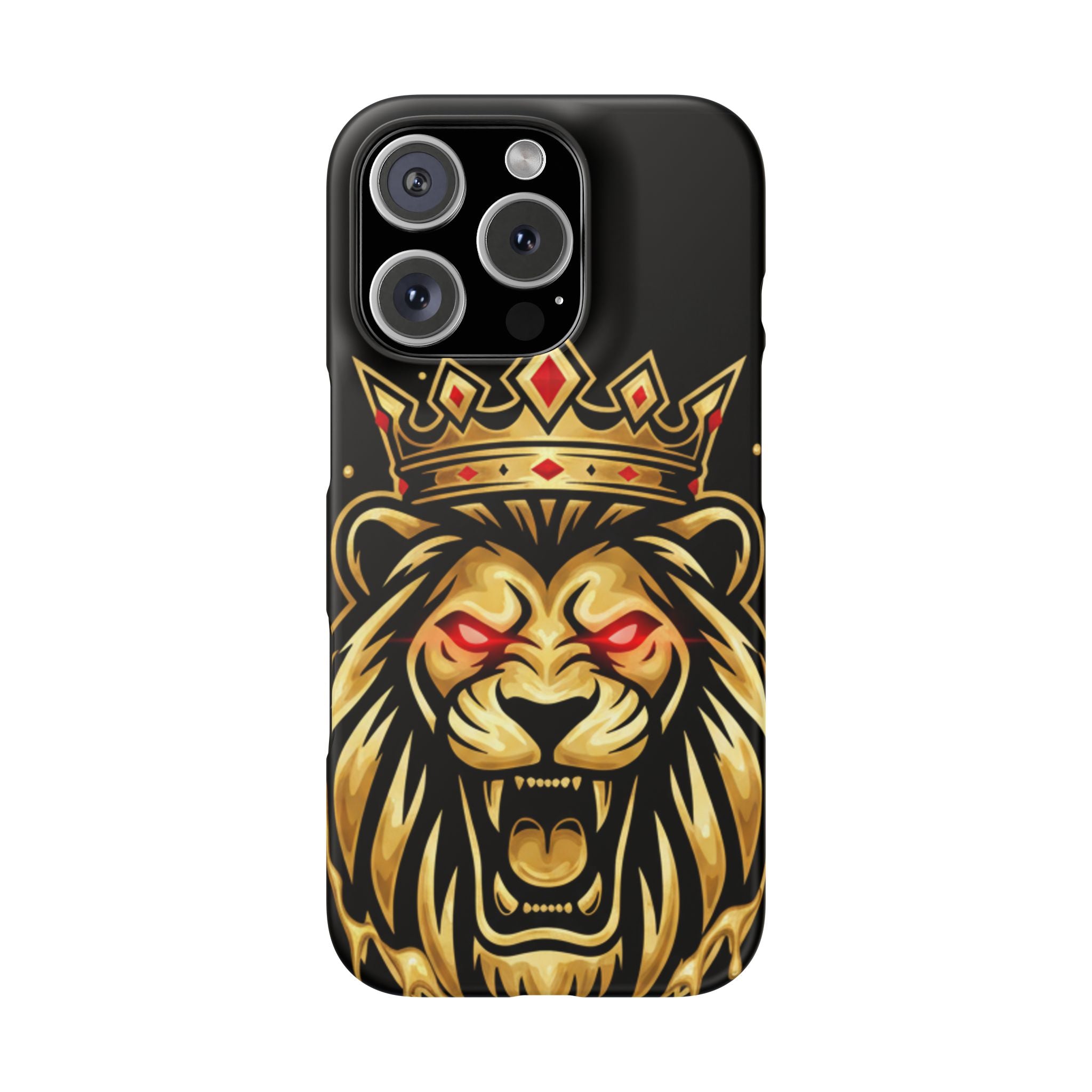 A1 Lifestyle Co.Royal Lion Phone Case – King Crown Red-Eyed Smartphone Snap Case