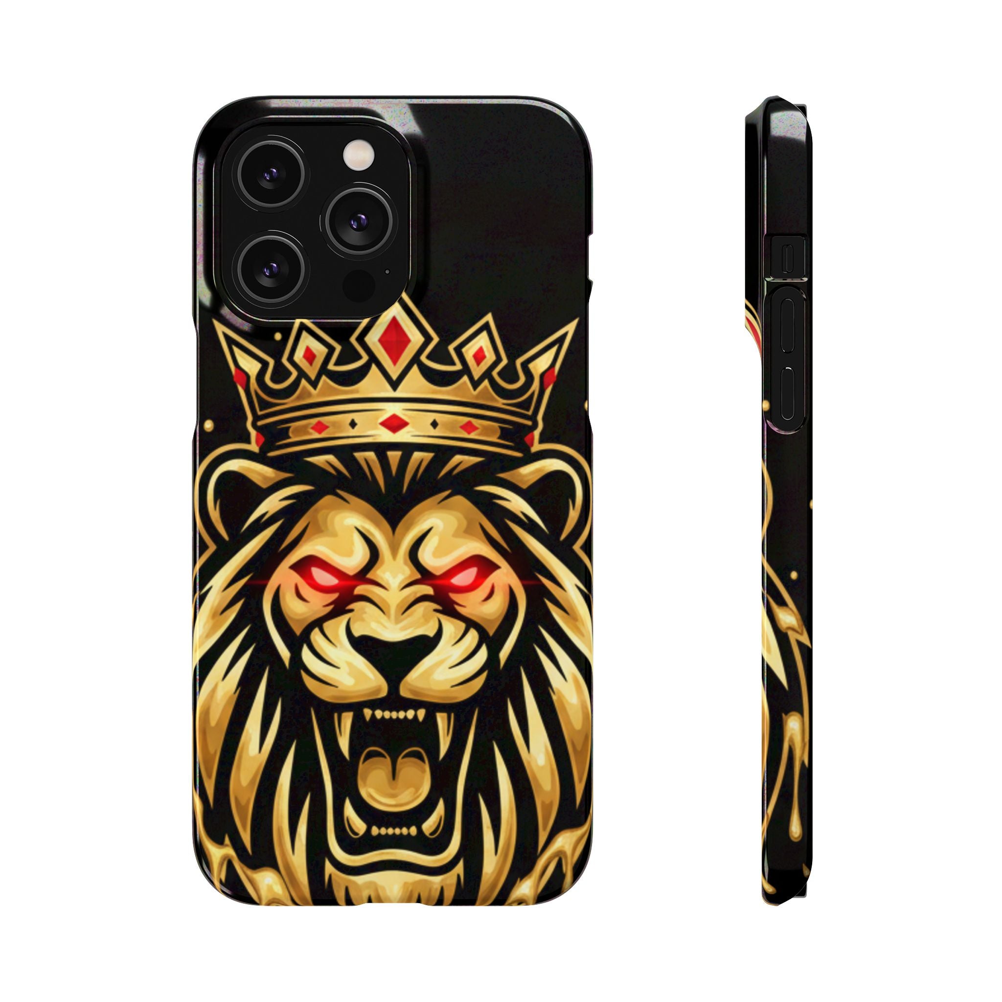 A1 Lifestyle Co.Royal Lion Phone Case – King Crown Red-Eyed Smartphone Snap Case