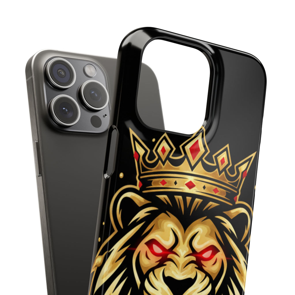 A1 Lifestyle Co.Royal Lion Phone Case – King Crown Red-Eyed Smartphone Snap Case