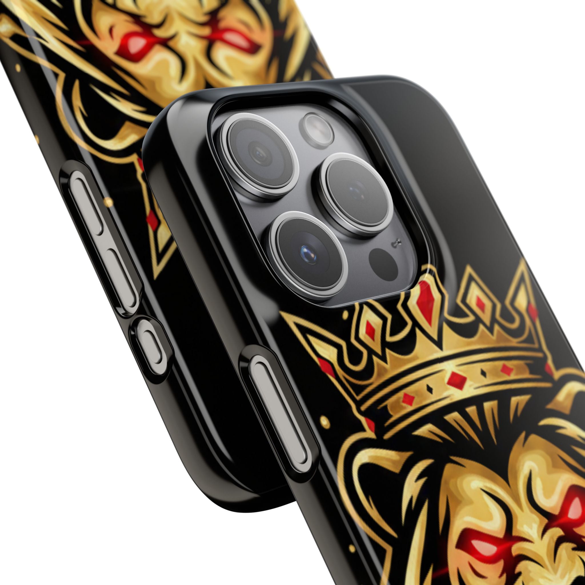 A1 Lifestyle Co.Royal Lion Phone Case – King Crown Red-Eyed Smartphone Snap Case