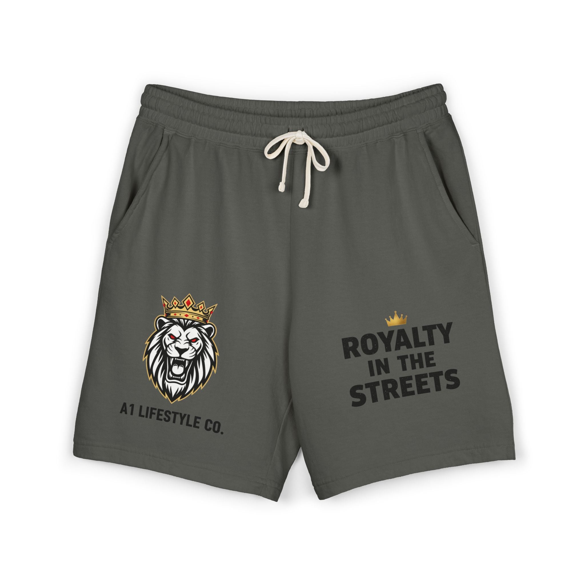 Royalty in the Streets Sweat Shorts — A1 Lifestyle Co. Lion Crown Graphic Fleece Shorts