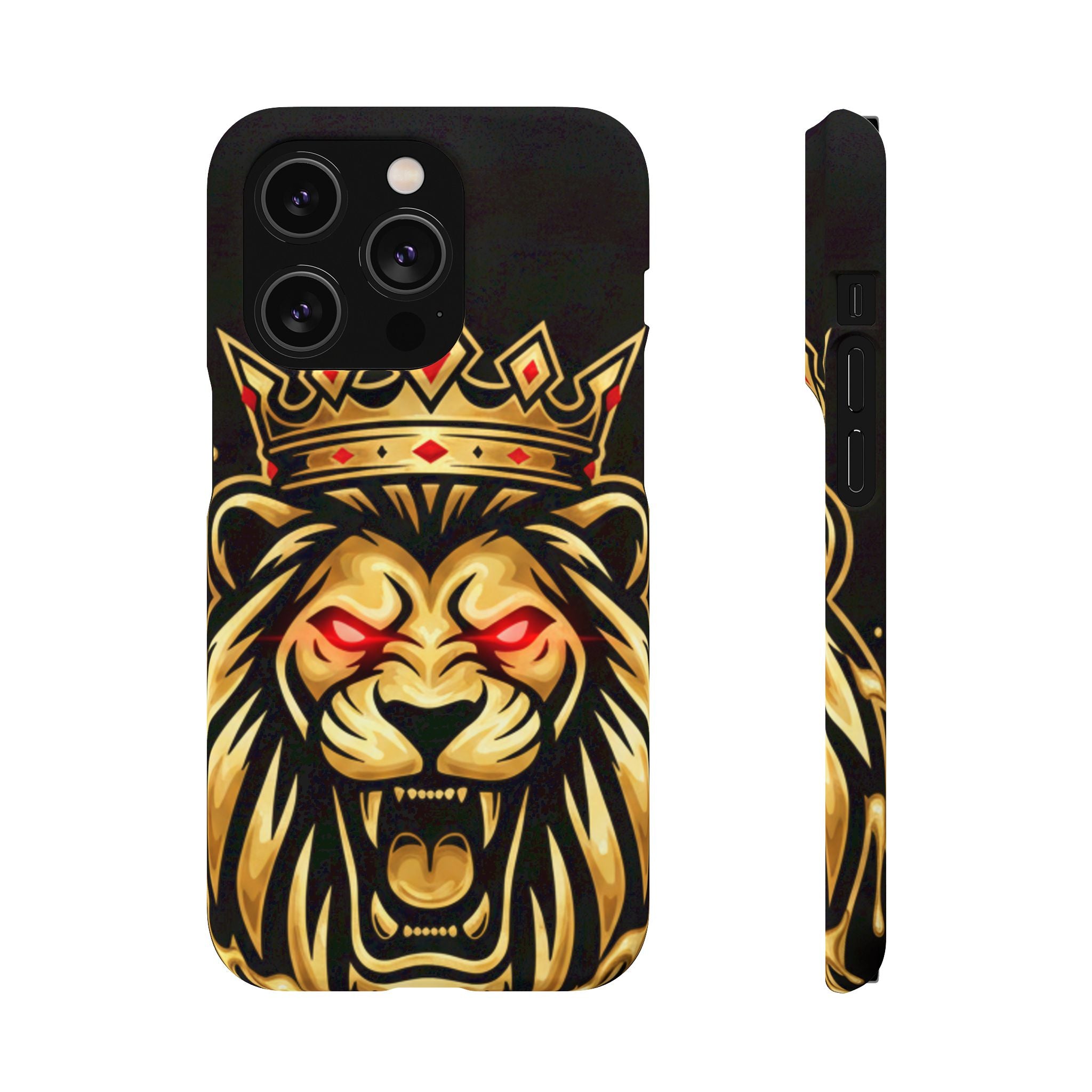 A1 Lifestyle Co.Royal Lion Phone Case – King Crown Red-Eyed Smartphone Snap Case