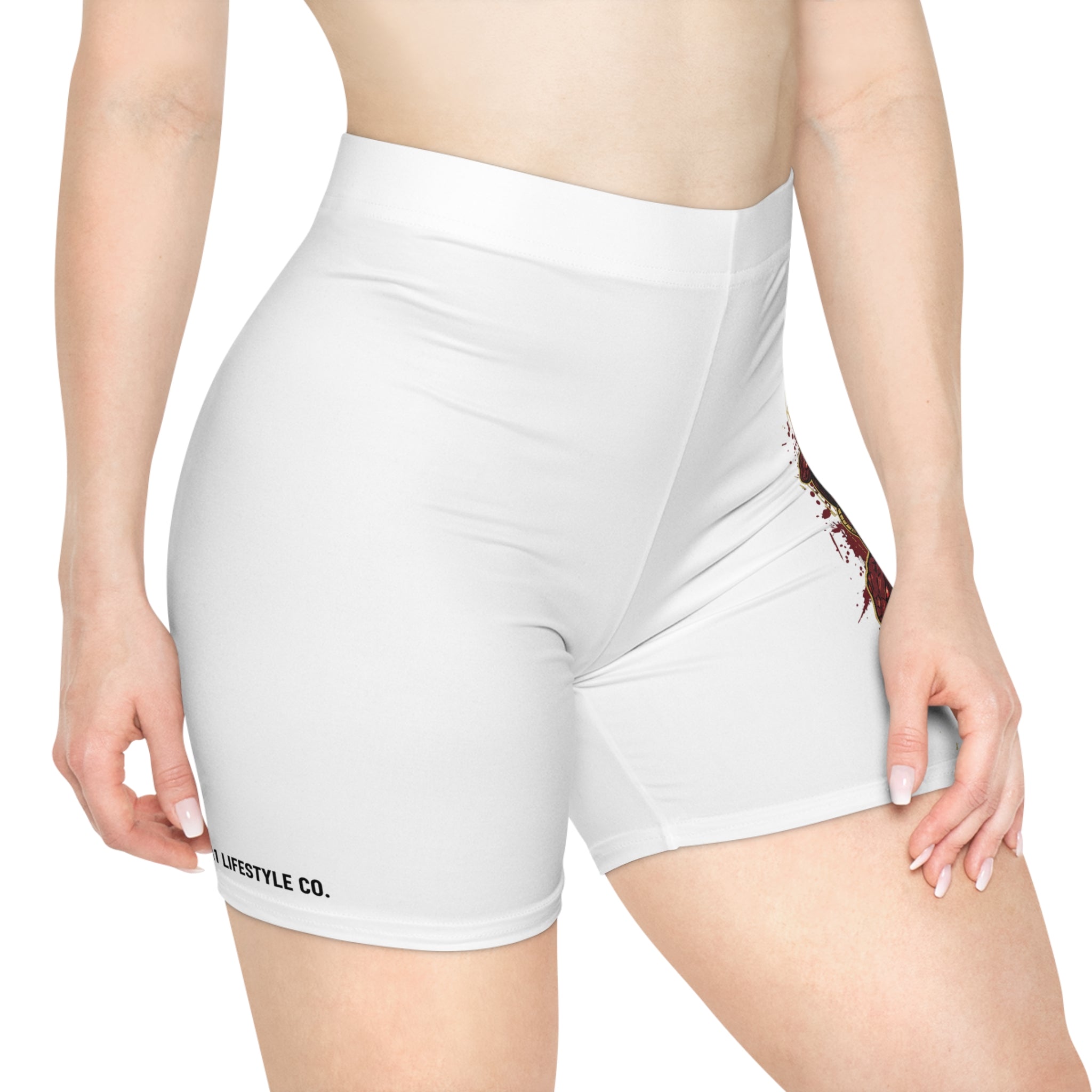 Medusa Graphic Biker Shorts — Mythic Snake Head Print Activewear