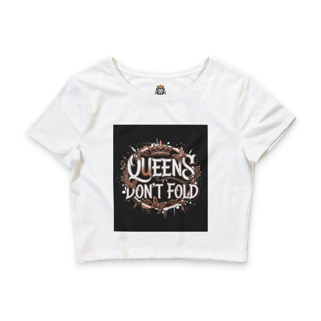 Queens Don't Fold Crop Tee — A1 Lifestyle Co. Feminist Statement Graphic Top