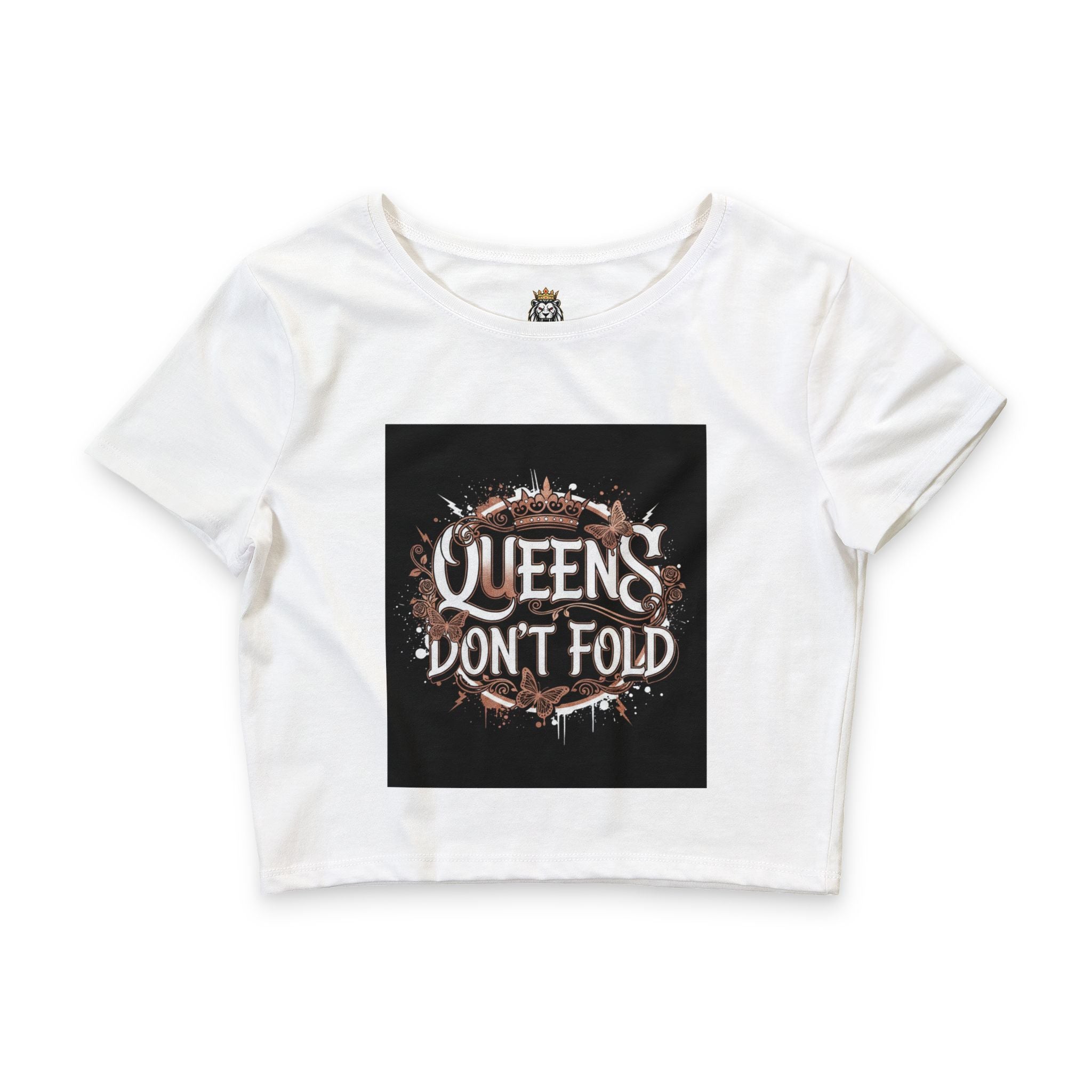 Queens Don't Fold Crop Tee — A1 Lifestyle Co. Feminist Statement Graphic Top