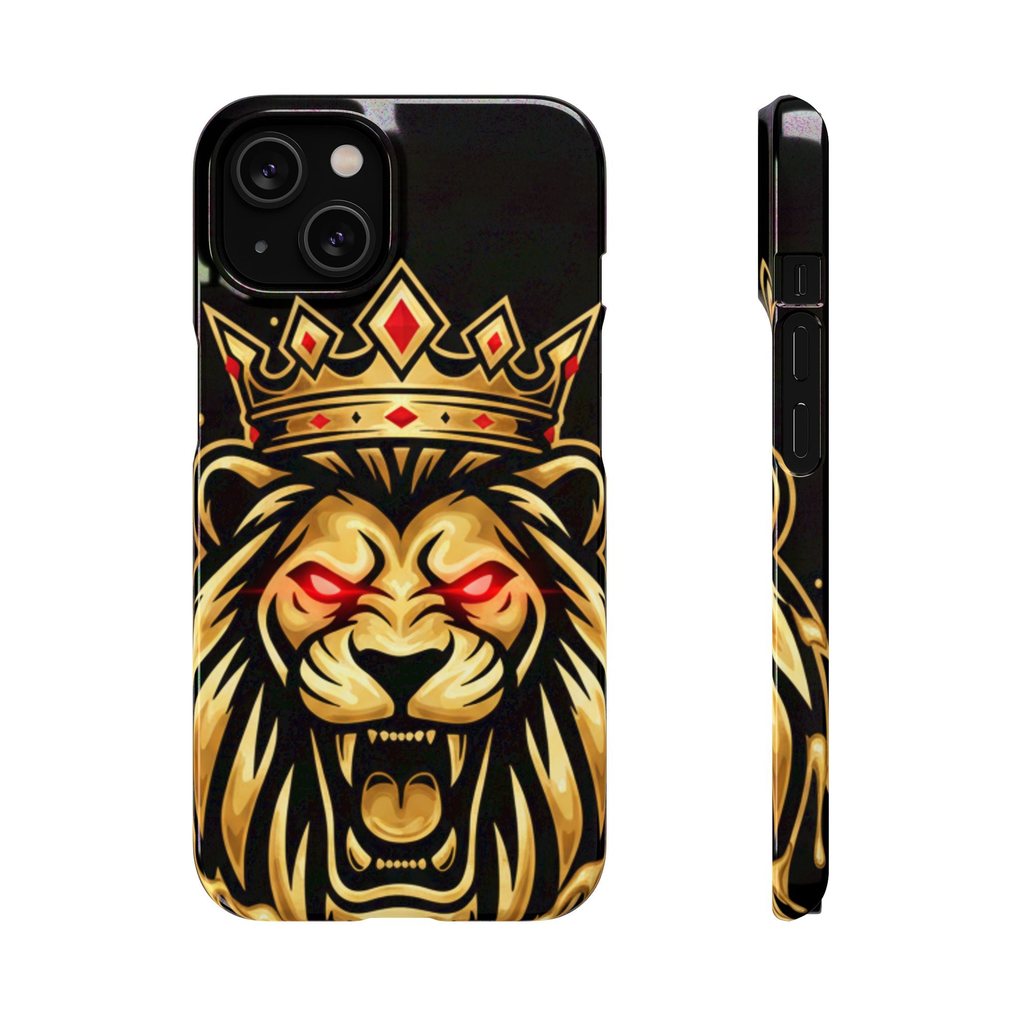 A1 Lifestyle Co.Royal Lion Phone Case – King Crown Red-Eyed Smartphone Snap Case