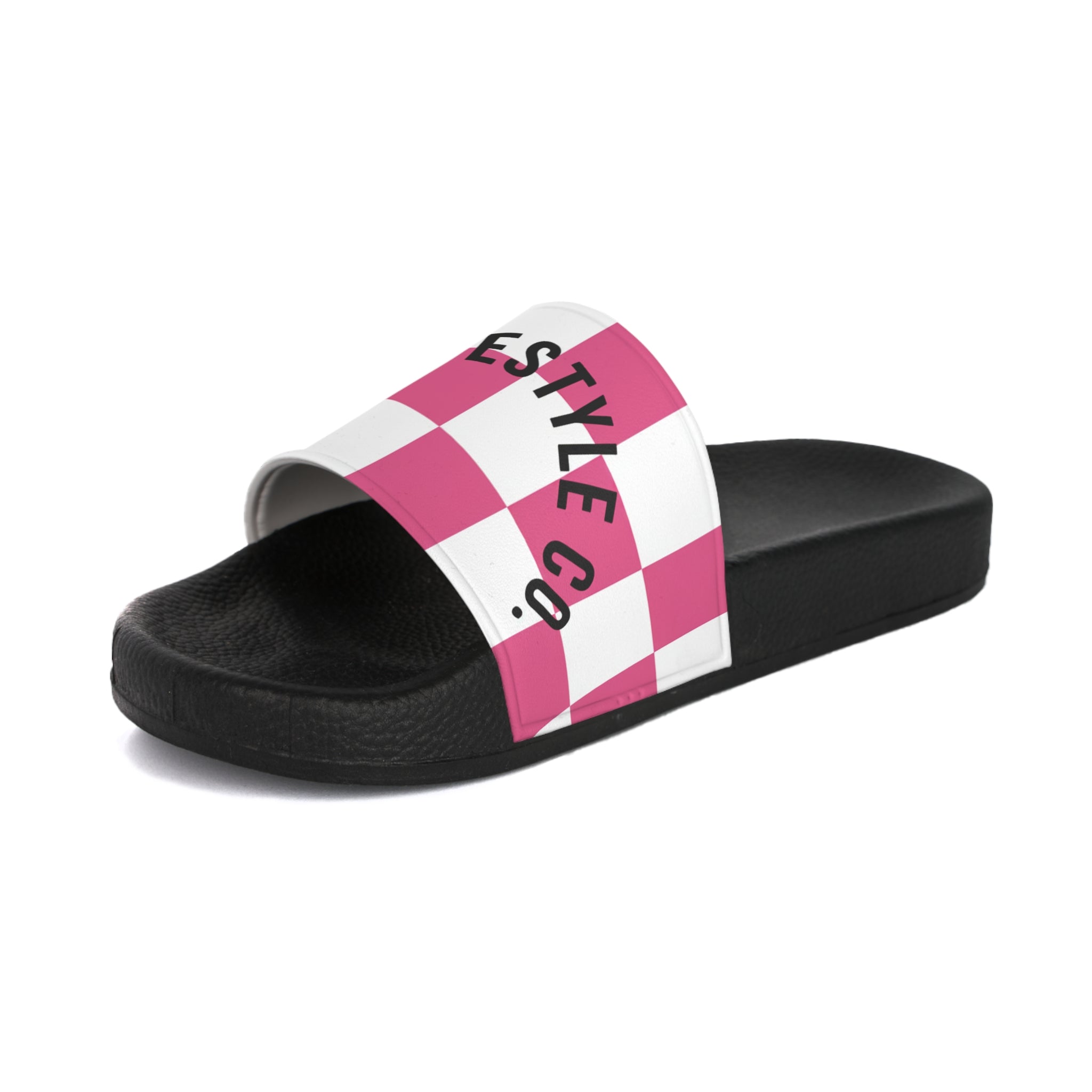 Women's Pink Checkered "A1 LIFESTYLE CO." Slides