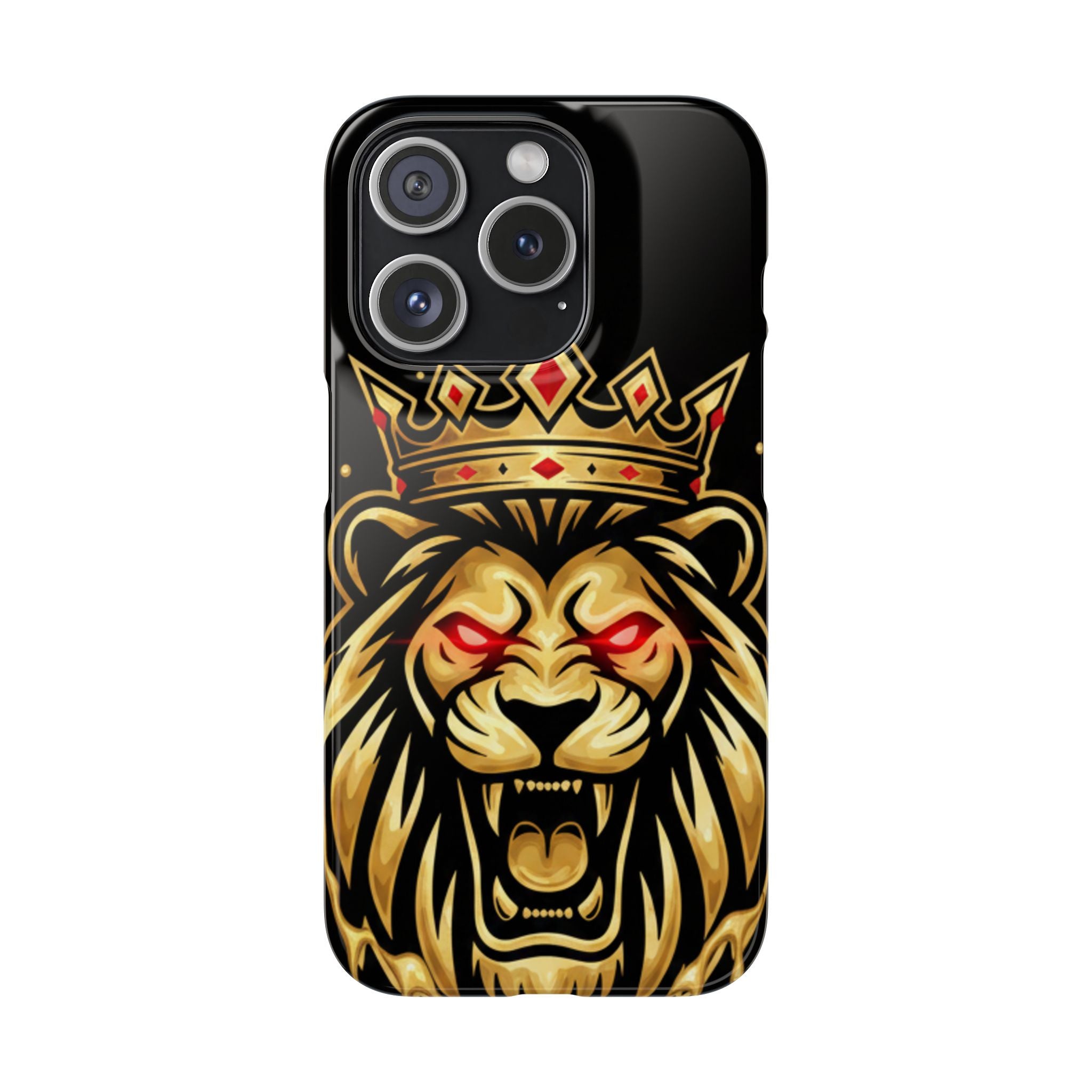A1 Lifestyle Co.Royal Lion Phone Case – King Crown Red-Eyed Smartphone Snap Case