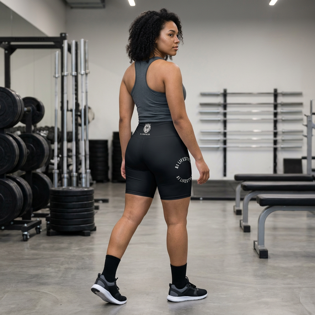 Women's Workout Shorts – A1 Lifestyle Black Biker Shorts with Lion Logo