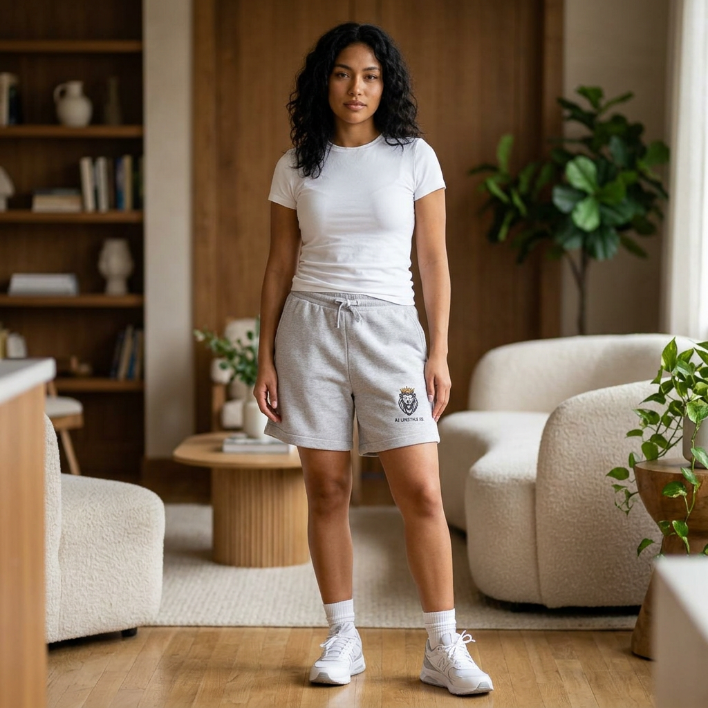 Embroidered Lion Logo Sweatshorts — AI Lifestyle Co. Casual Shorts