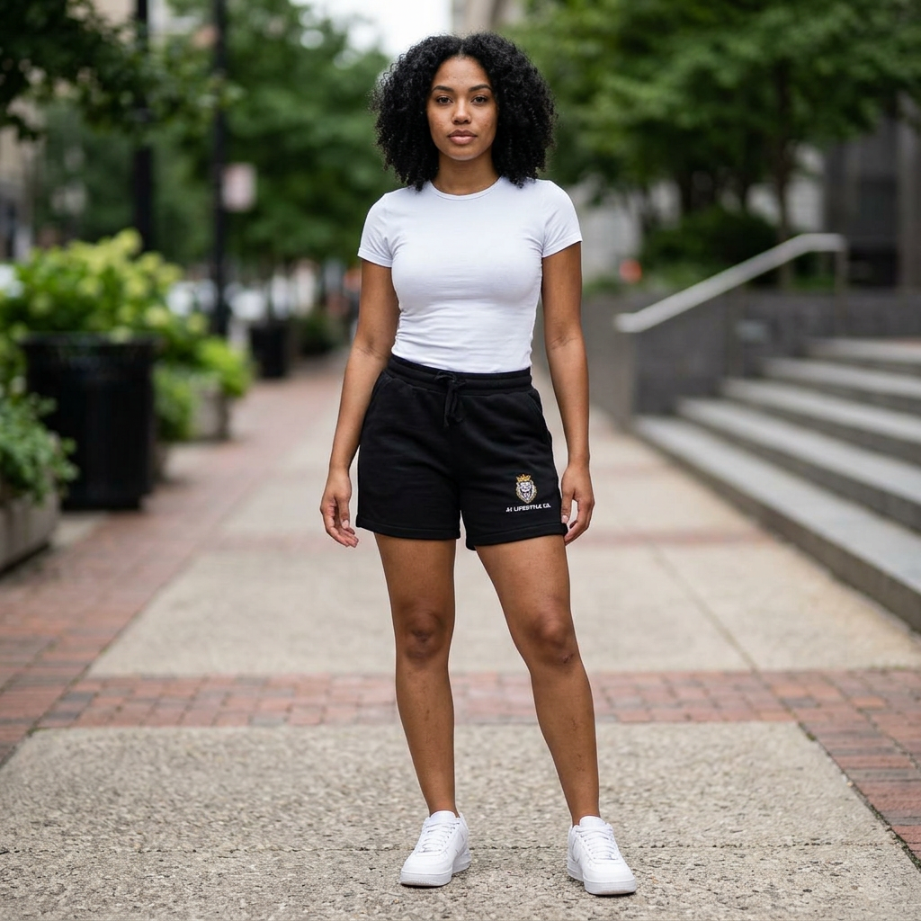 Embroidered Lion Logo Sweatshorts — AI Lifestyle Co. Casual Shorts