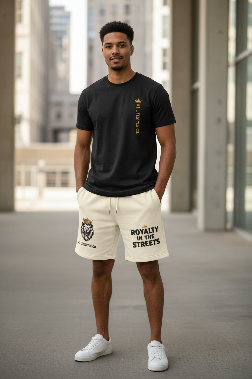 Royalty in the Streets Sweat Shorts — A1 Lifestyle Co. Lion Crown Graphic Fleece Shorts