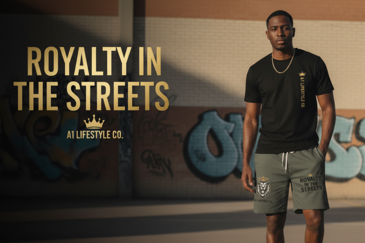 Royalty in the Streets Sweat Shorts — A1 Lifestyle Co. Lion Crown Graphic Fleece Shorts