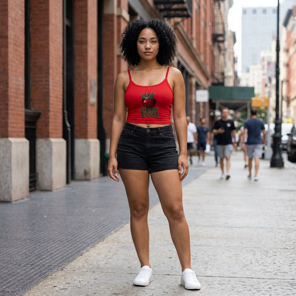 Women's 'Cherry Picked' A1 Lifestyle Co. Spaghetti Strap Tank Top — Crown Graphic Crop